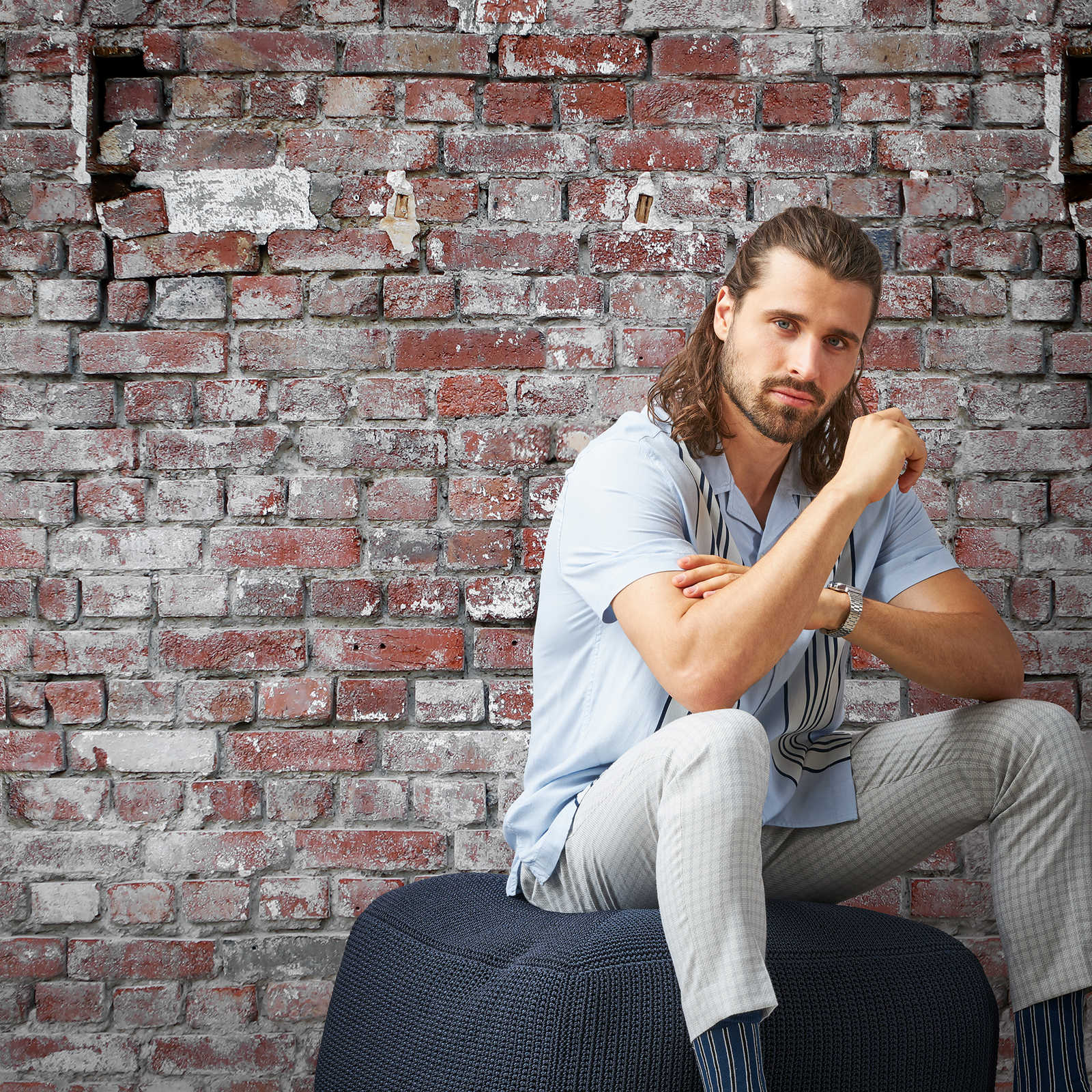         Papier peint Nouveauté - Papier peint pierre motif 3D en look usé
    