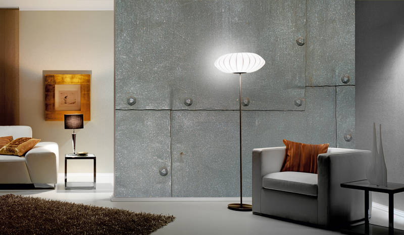             Metaalbehang Staalgrijze Platen & Klinknagels
        