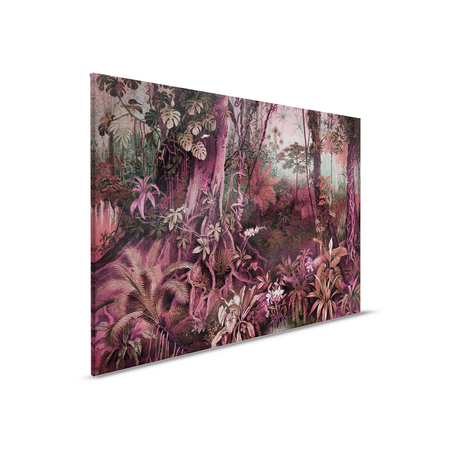         Jungle canvas schilderij in tekenstijl | paars, groen - 0,90 m x 0,60 m
    