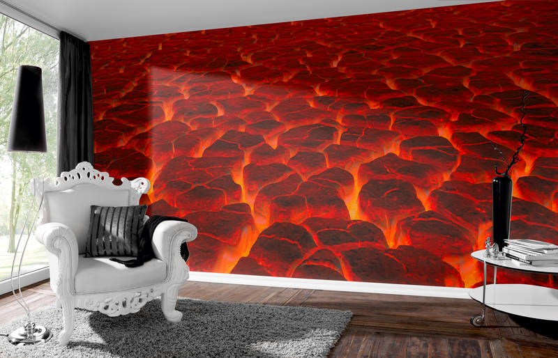 Wandtattoo, Feuerbrandmuster, Lava-Motiv, Roter Hintergrund, Wohnzimmer-Dekoration