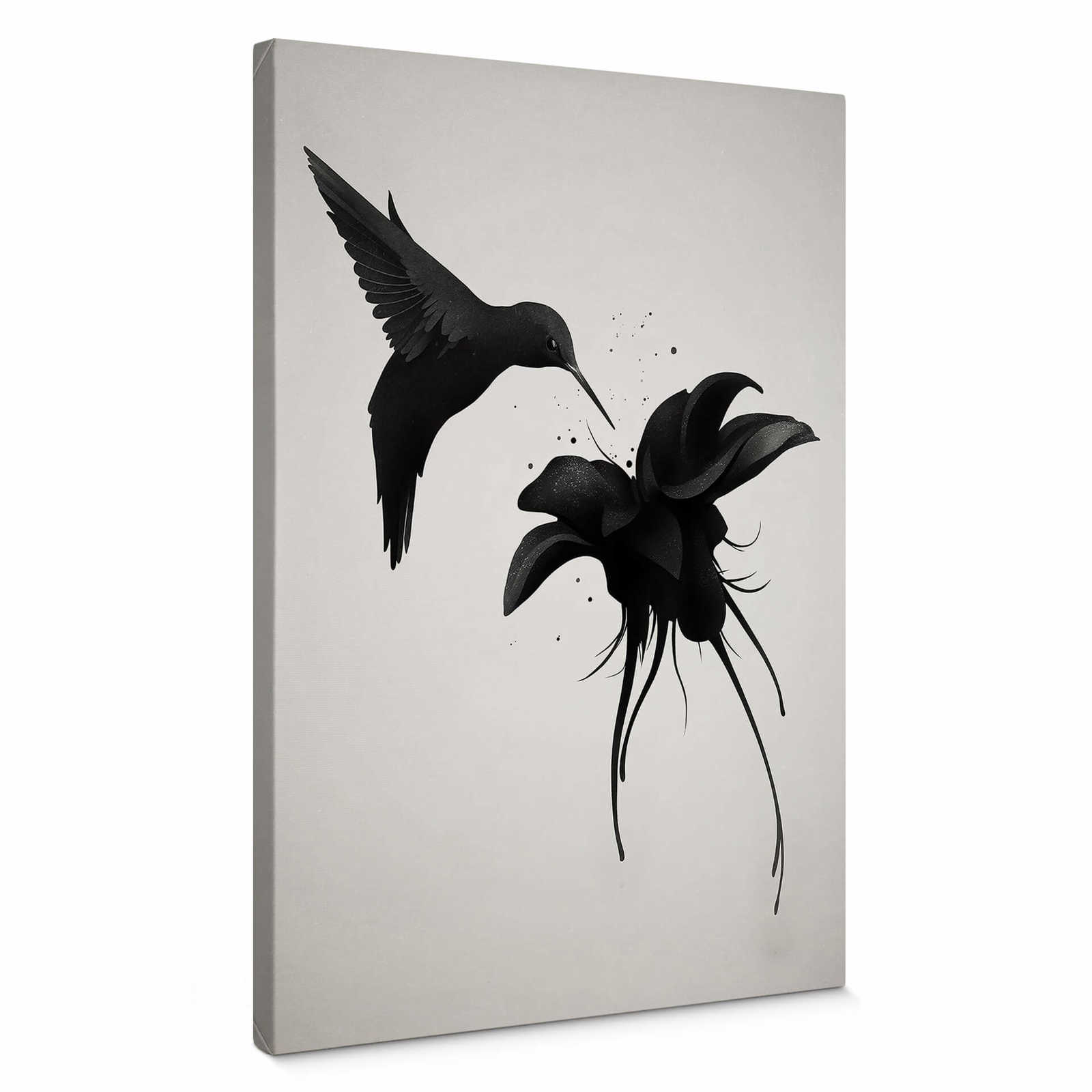         Canvas print hummingbird and flower – black, white
    