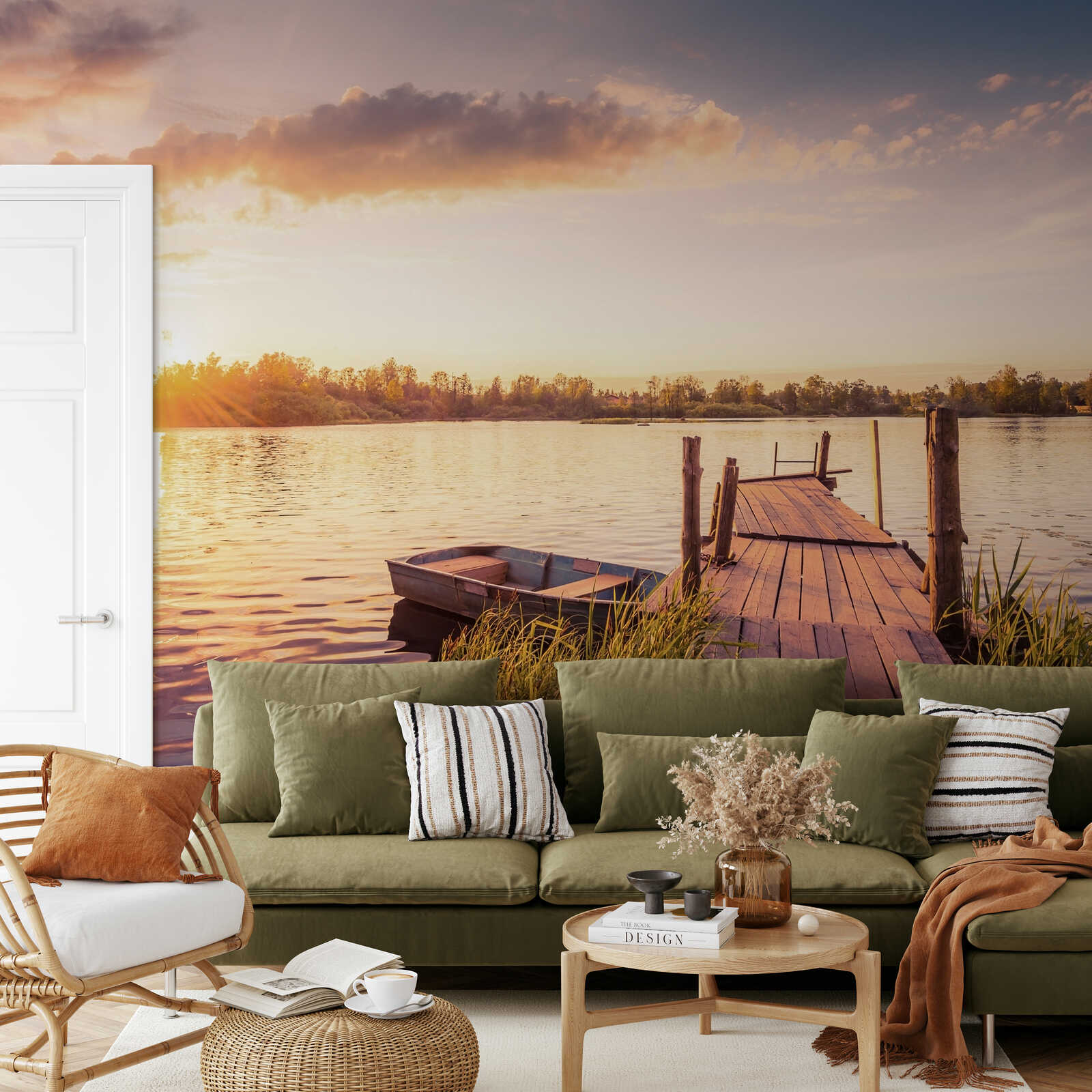 Wohnzimmer, Wandtattoo, Seeeblick, Holzsteg, Kissen