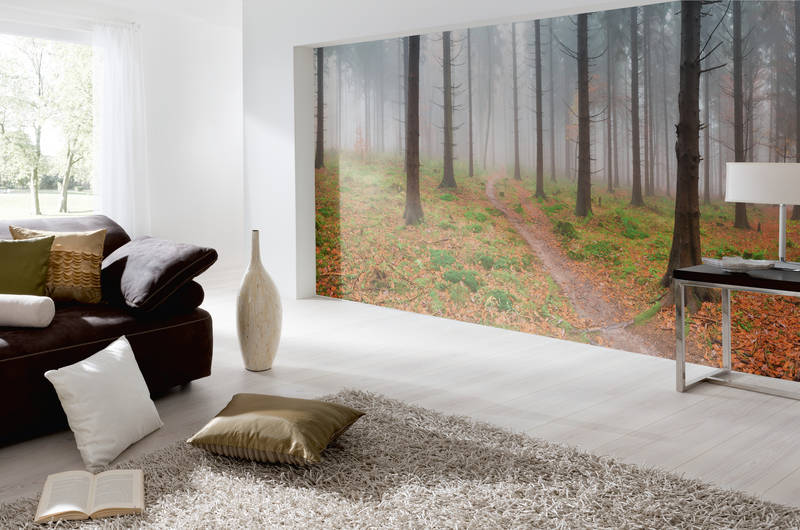 wald, wandbild, wohnzimmer, touneo, szene wandkunst