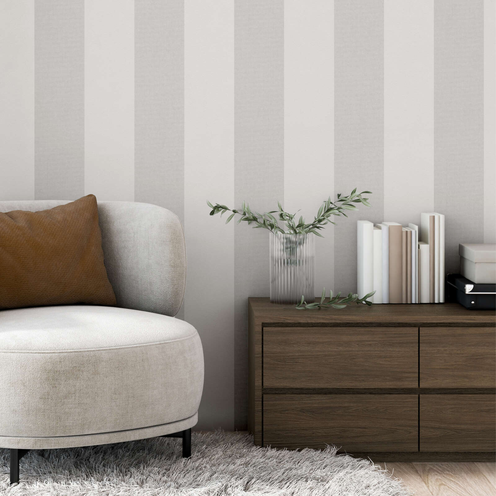             Überstreichbare Streifentapete mit 3D-Optik – Weiß
        