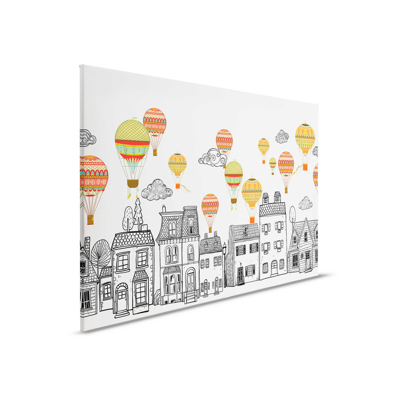         Leinwand Kleinstadt mit Heißluftballoons – 90 cm x 60 cm
    