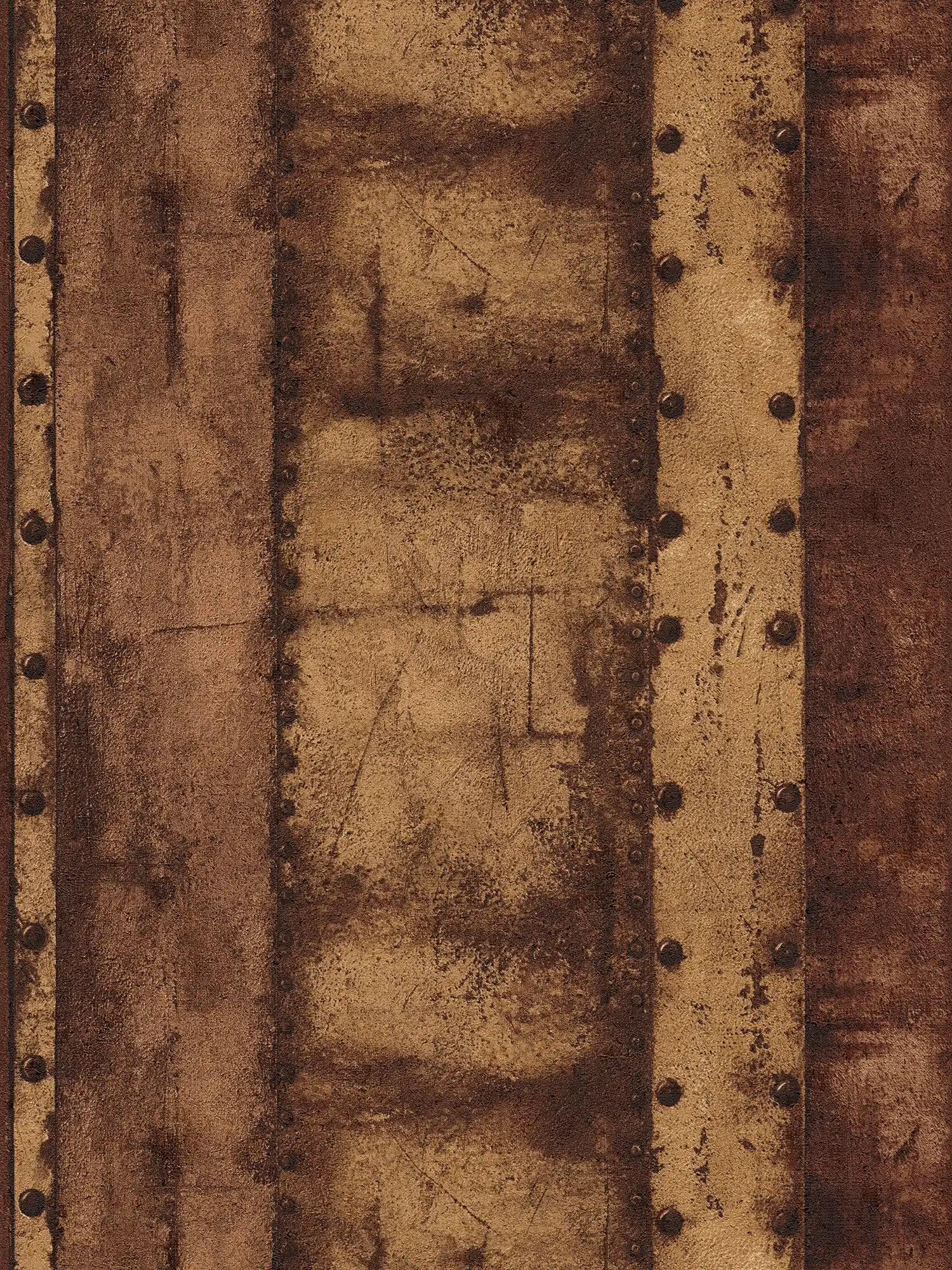         Rustiek Behang Metaal, Roest & Klinknagels - Bruin, Oranje, Oranje
    