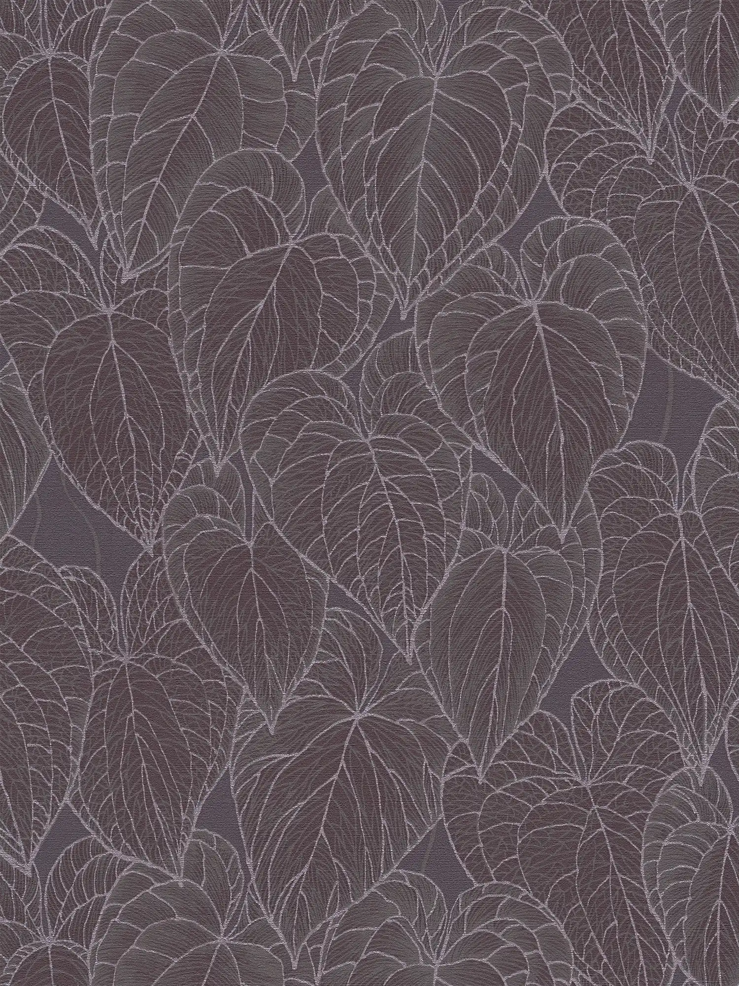 Daniel Hechter Moderne Vliestapete mit Blattmuster und metallischen Effekten – Grau, Lila, Silber