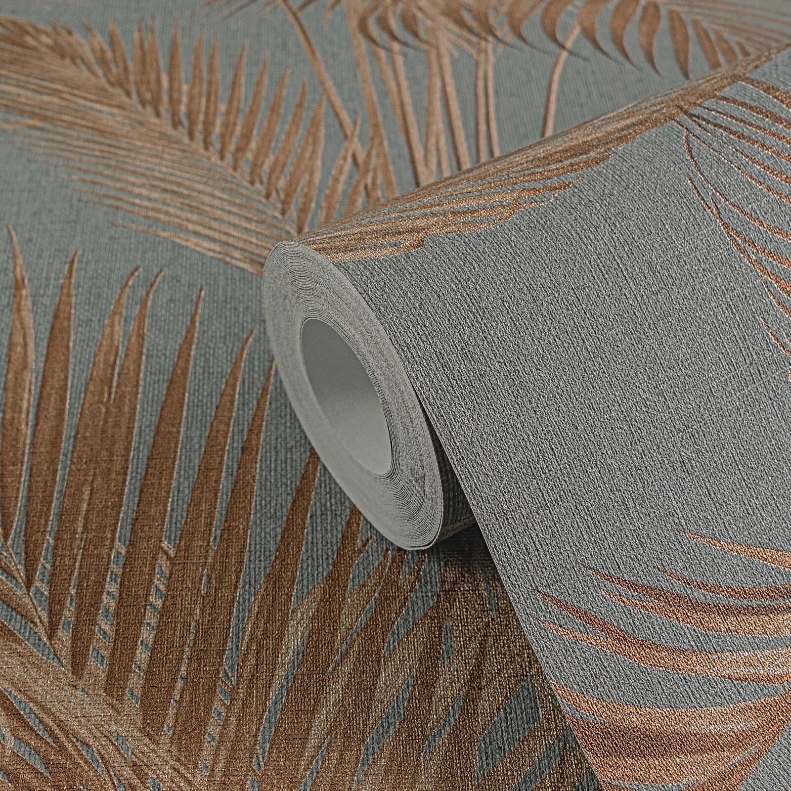             MICHALSKY Vliestapete mit Palmenmuster und metallischen Akzenten in gold – Grau, Rost, Metallic
        