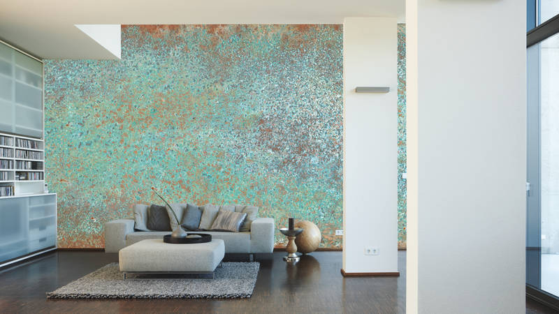 Wohnzimmer, Wandtapete, Mosaik, Teal, Sofa
