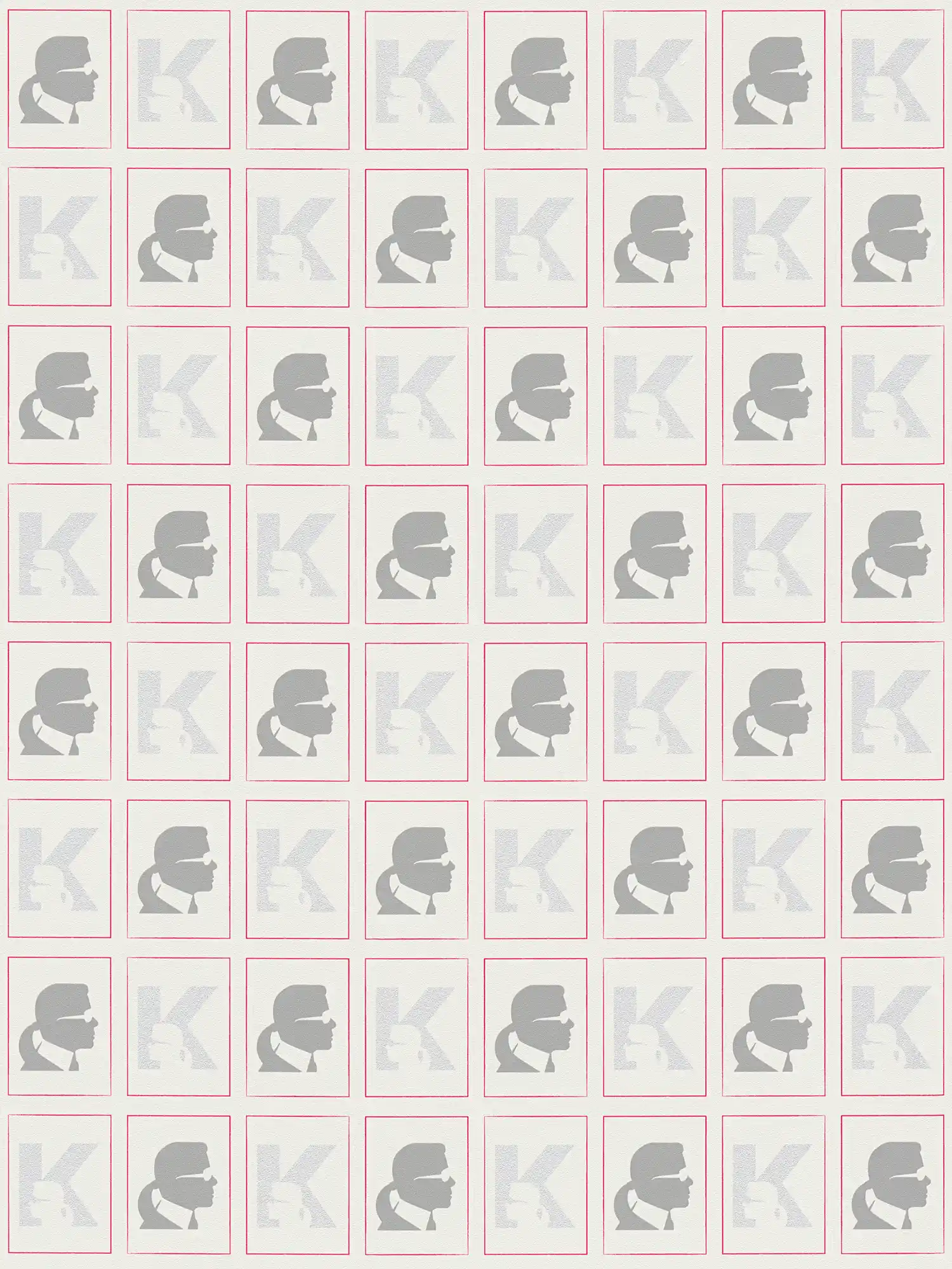         Non-woven wallpaper Karl LAGERFELD with profile pattern - grey, white
    