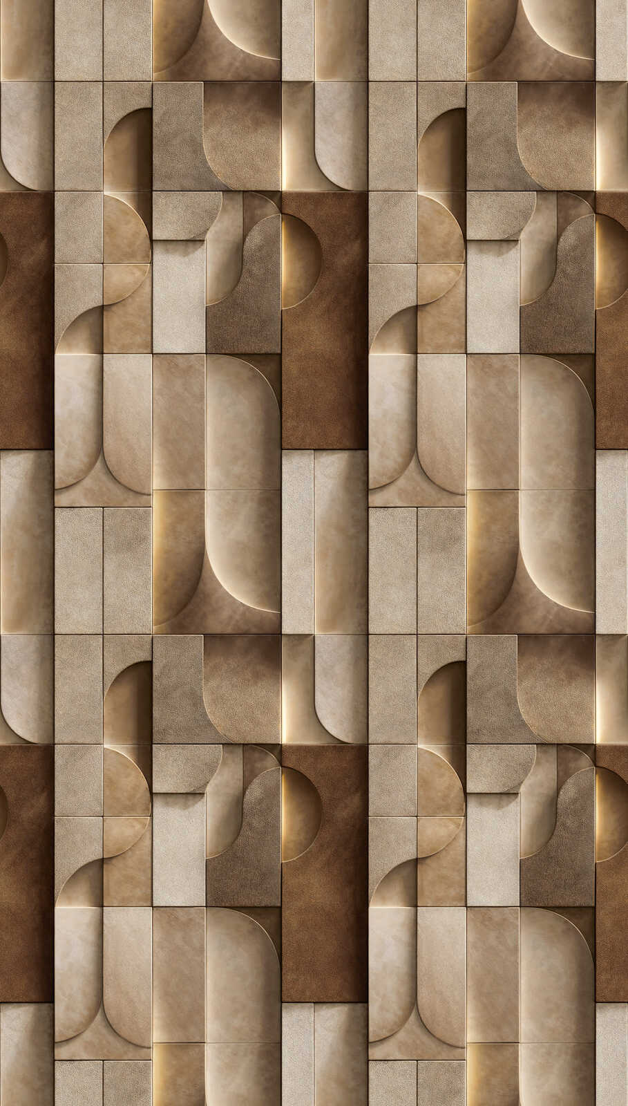 geometrische Muster, Kachelmuster, Mauerwerk, braune Farbtöne, 3D-Effekt