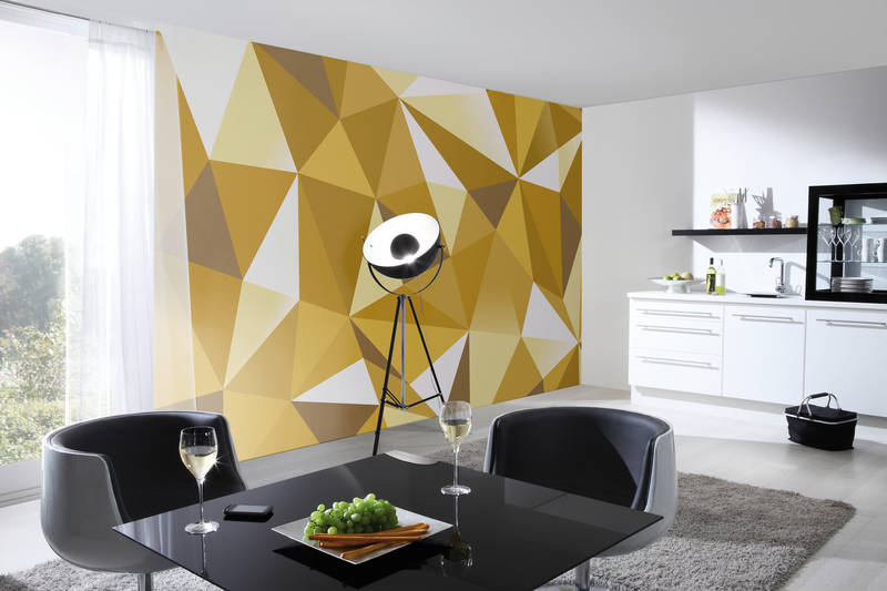             Fototapete im 3D-Look – Polygon Artwork Gold Kristalle
        