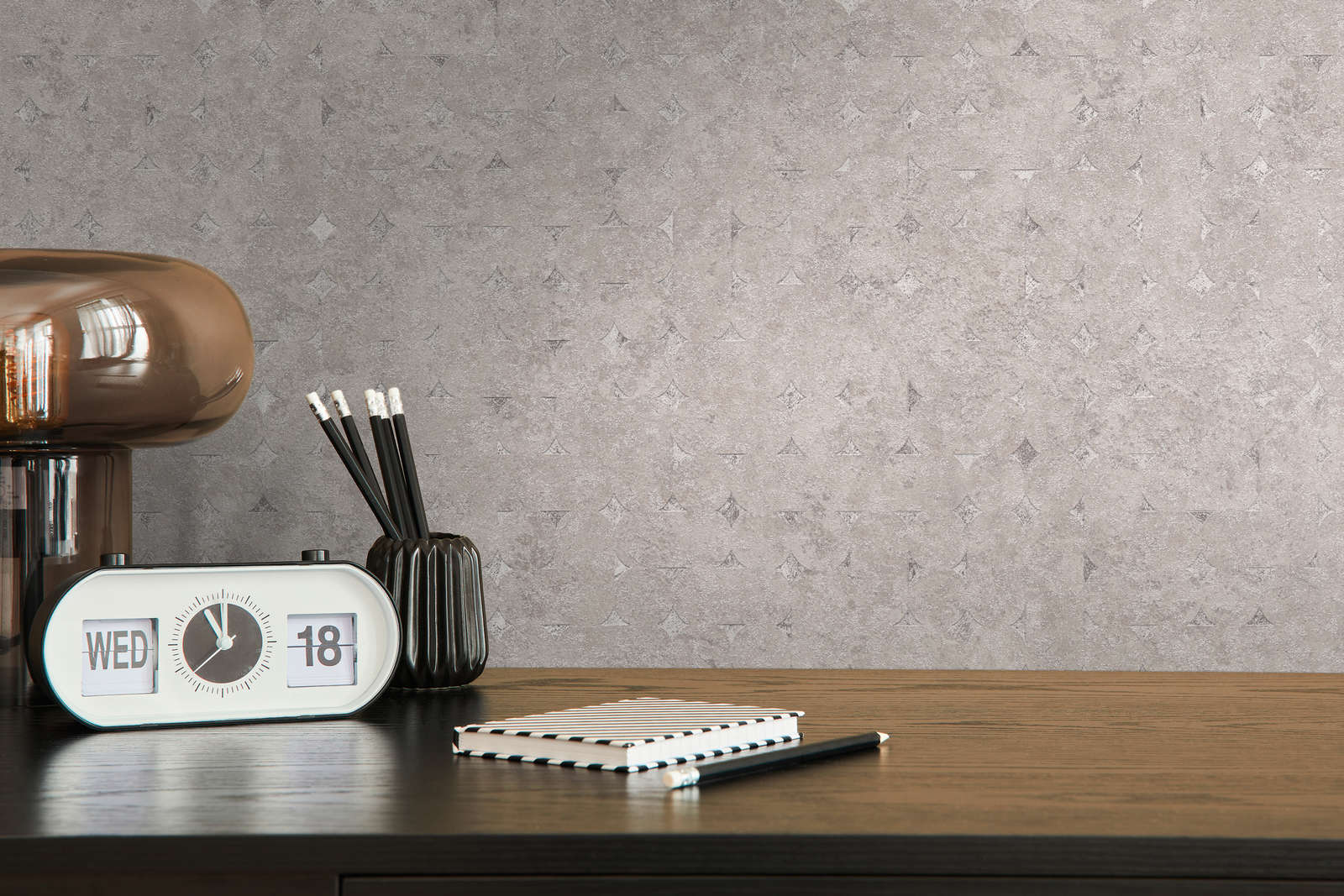             Tapete mit geometrischen Formen leicht glänzend – Beige, Braun
        