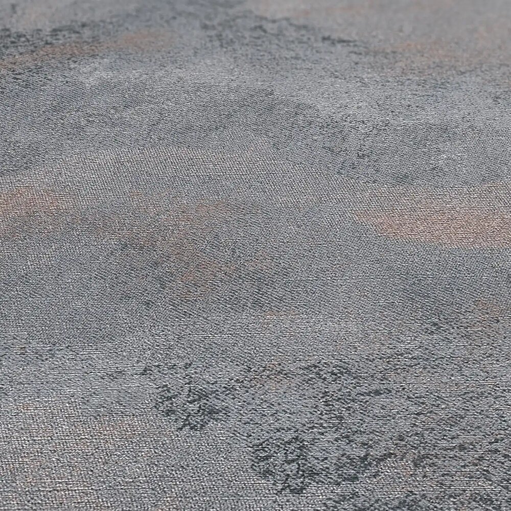             Gläzende und fein strukturierte Vliestapete mit dezentem Wellenmuster – Schwarz, Grau, Metallic
        