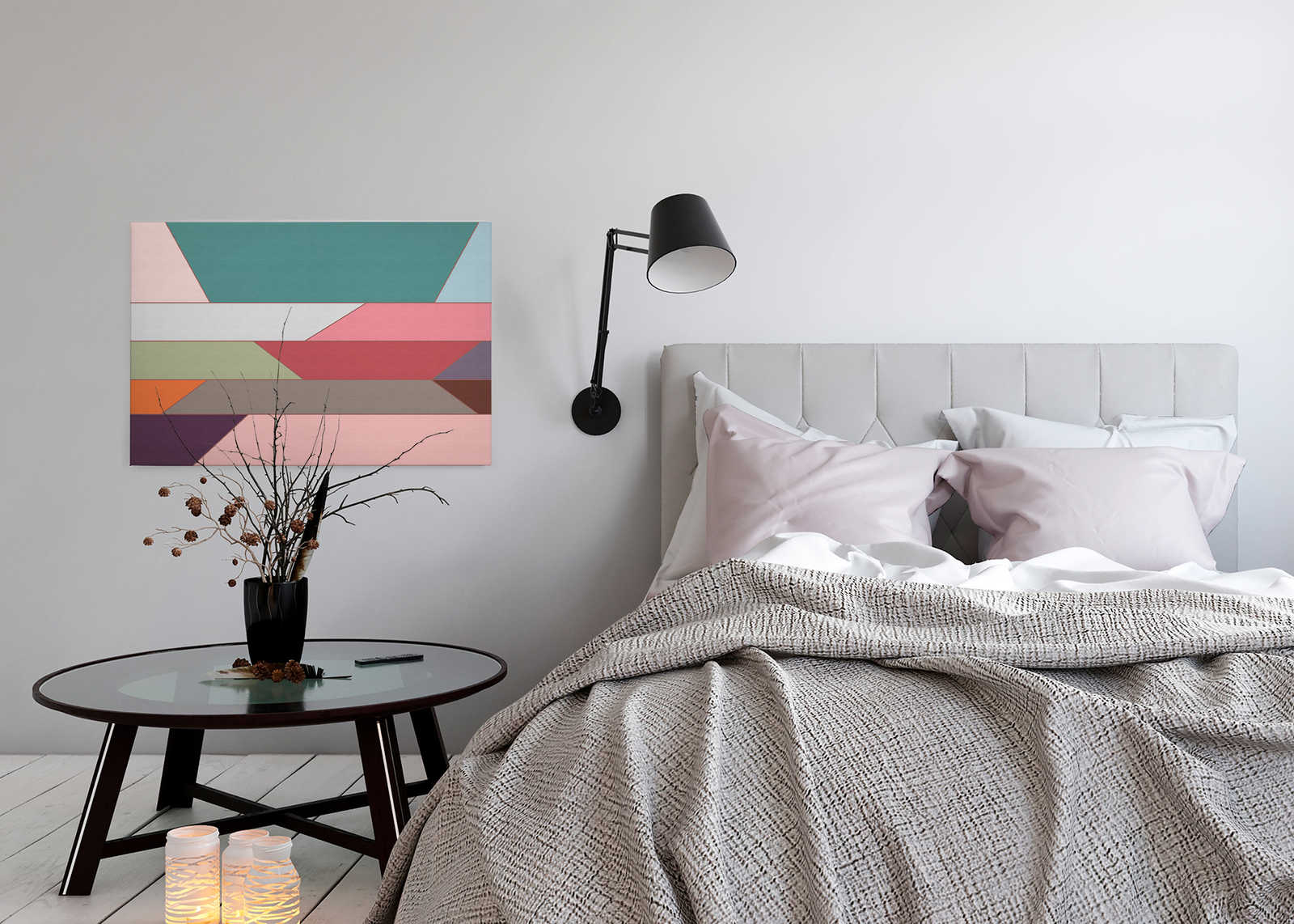             Geometry 2 - Leinwandbild mit buntem Querstreifen Muster in gerippter Struktur – 0,90 m x 0,60 m
        