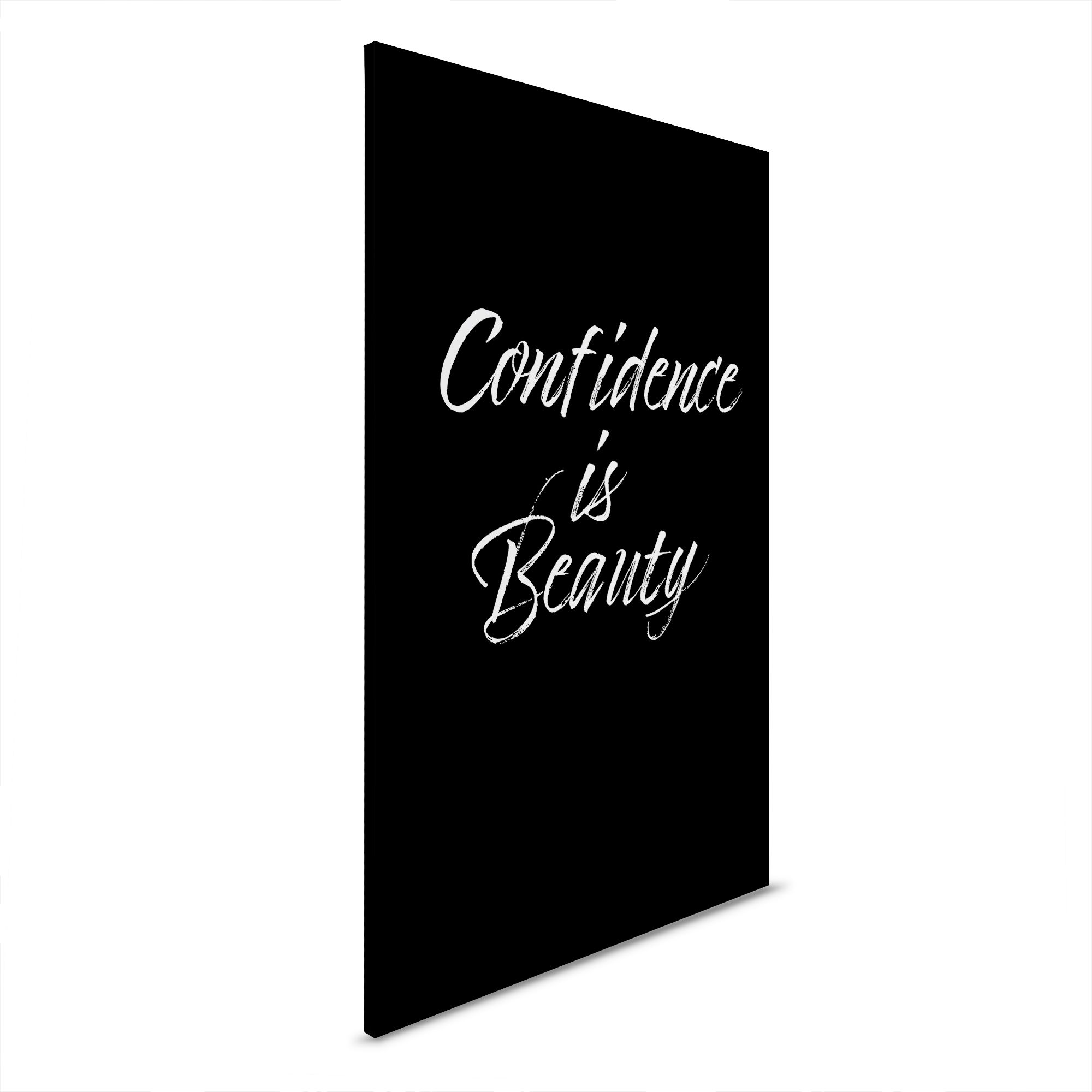         Confidence is Beauty - Toile typographique noire - 30 x 45 cm - Blanc, Noir
    