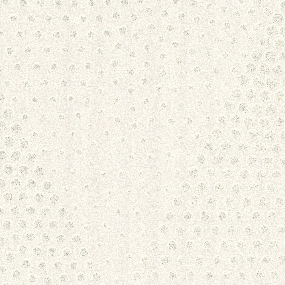             Punkte-Tapete Glitzer Effekt im Retro Stil – Weiß, Silber, Grau
        