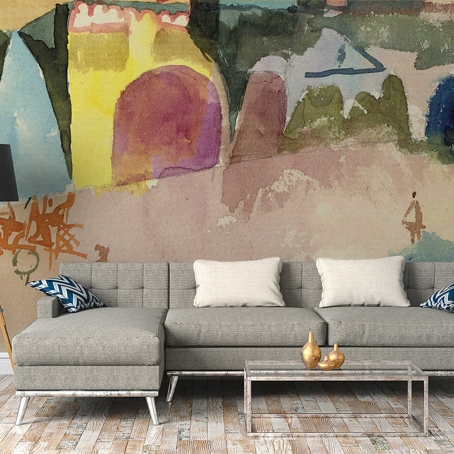 abstracte Wand, Wand-Gemälde, Sofagarnitur, graues Sofa, Couchtisch