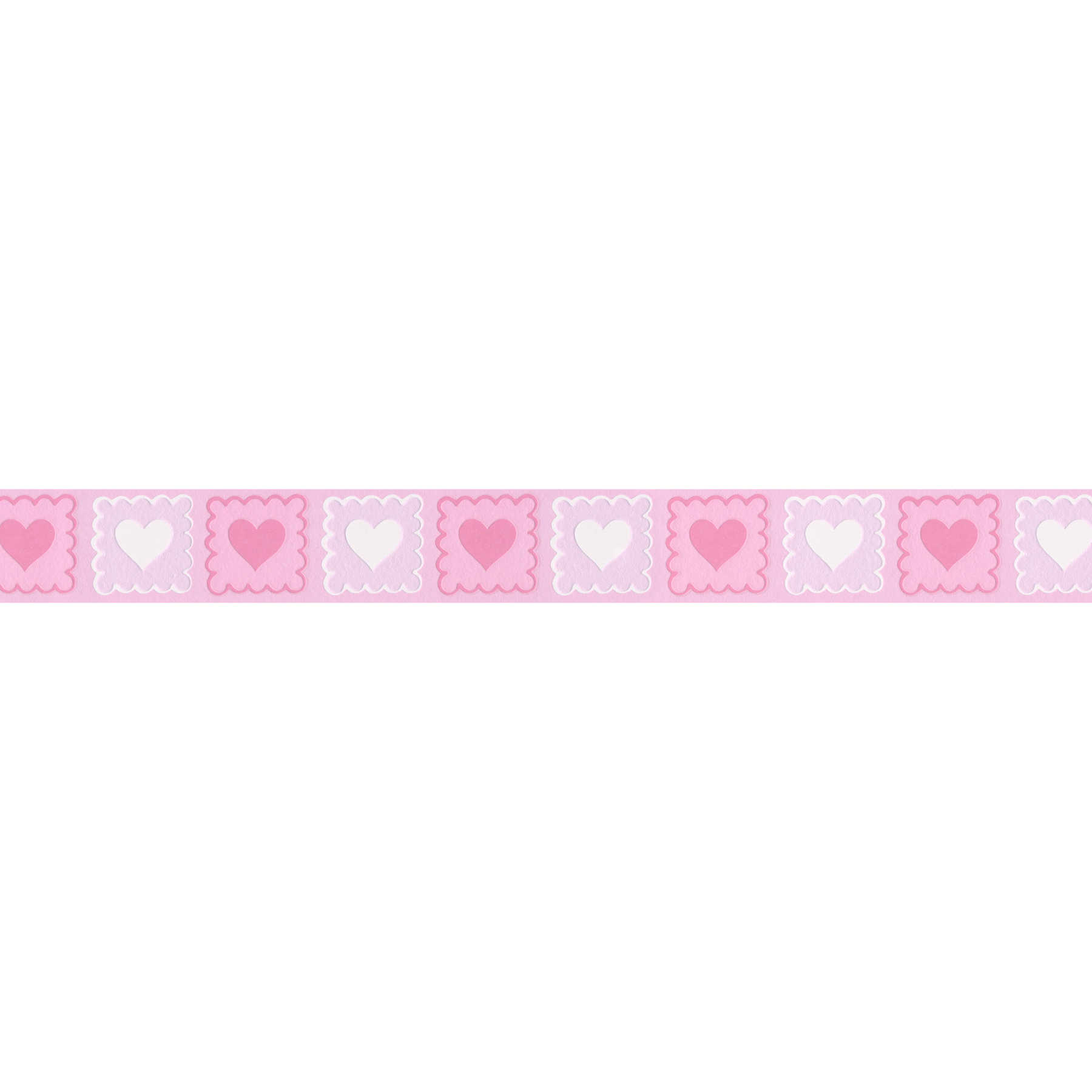         Pink border with heart pattern for Nursery - red, white
    