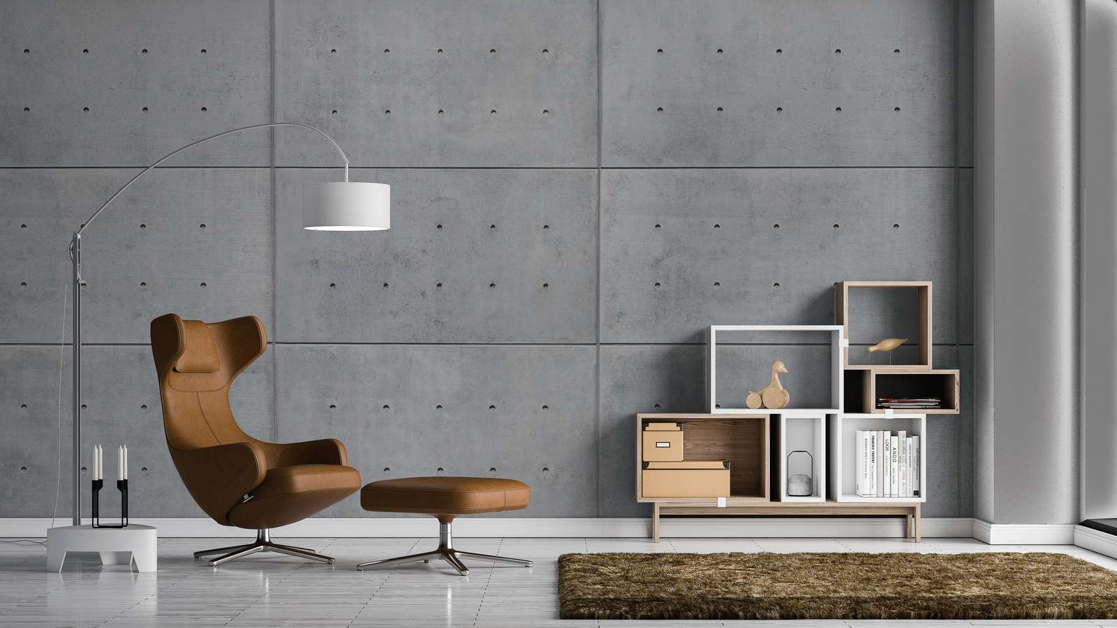             Fototapete Betonplatten in 3D-Look – Grau
        