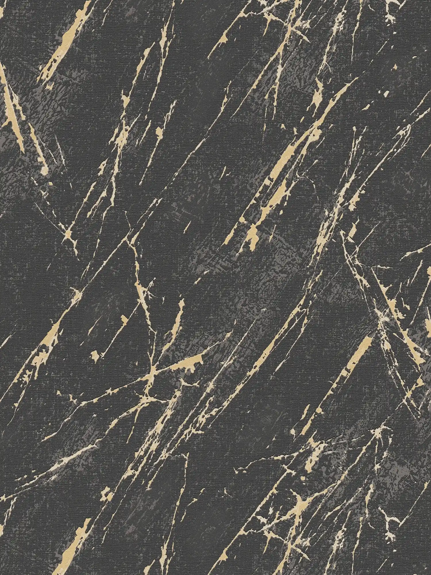         papier peint en papier intissé imitation crépi avec détails dorés - noir, or, métallique
    