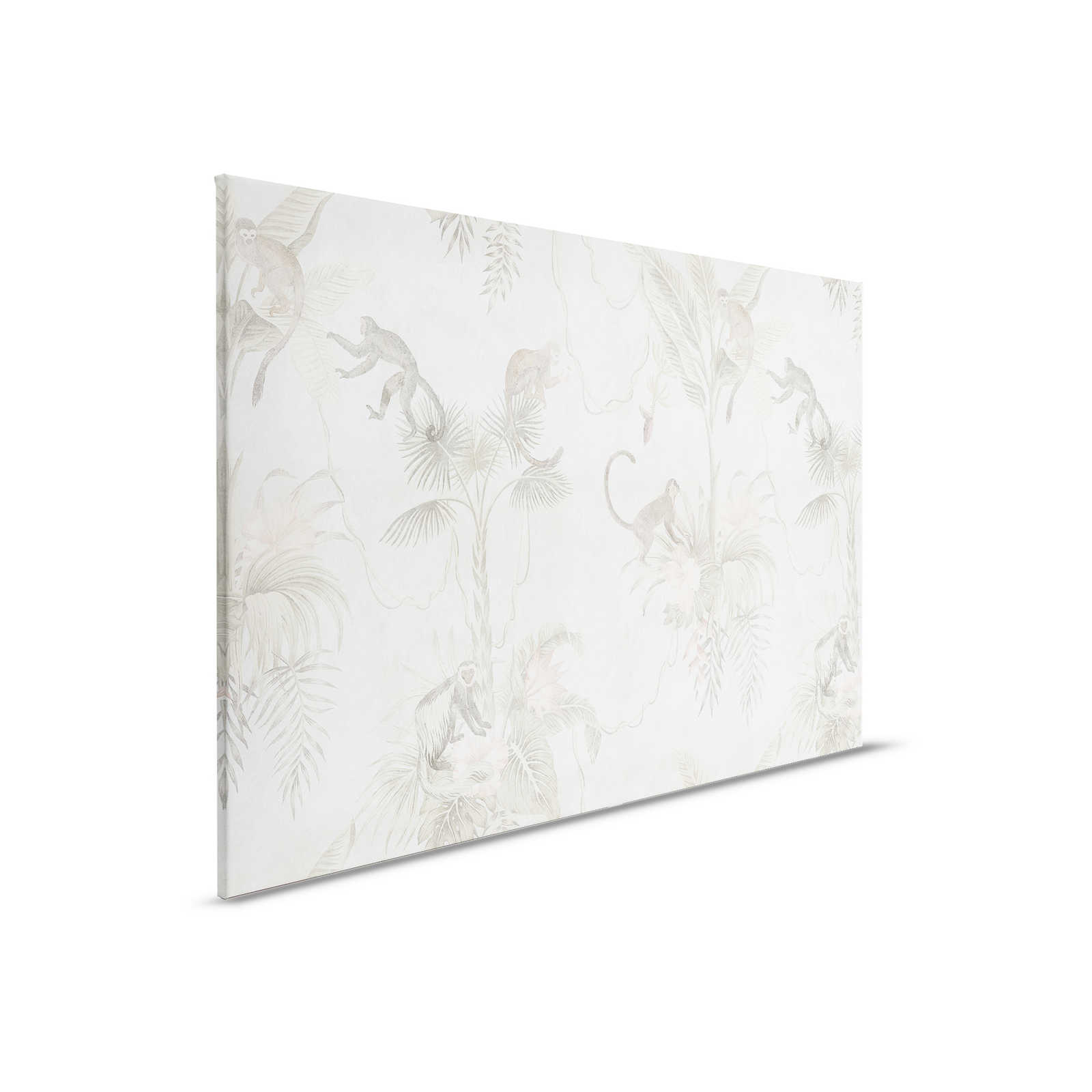         Life in the Tree 3 - Leinwandbild Vintage Dschungel Muster mit Äffchen – 0,90 m x 0,60 m
    