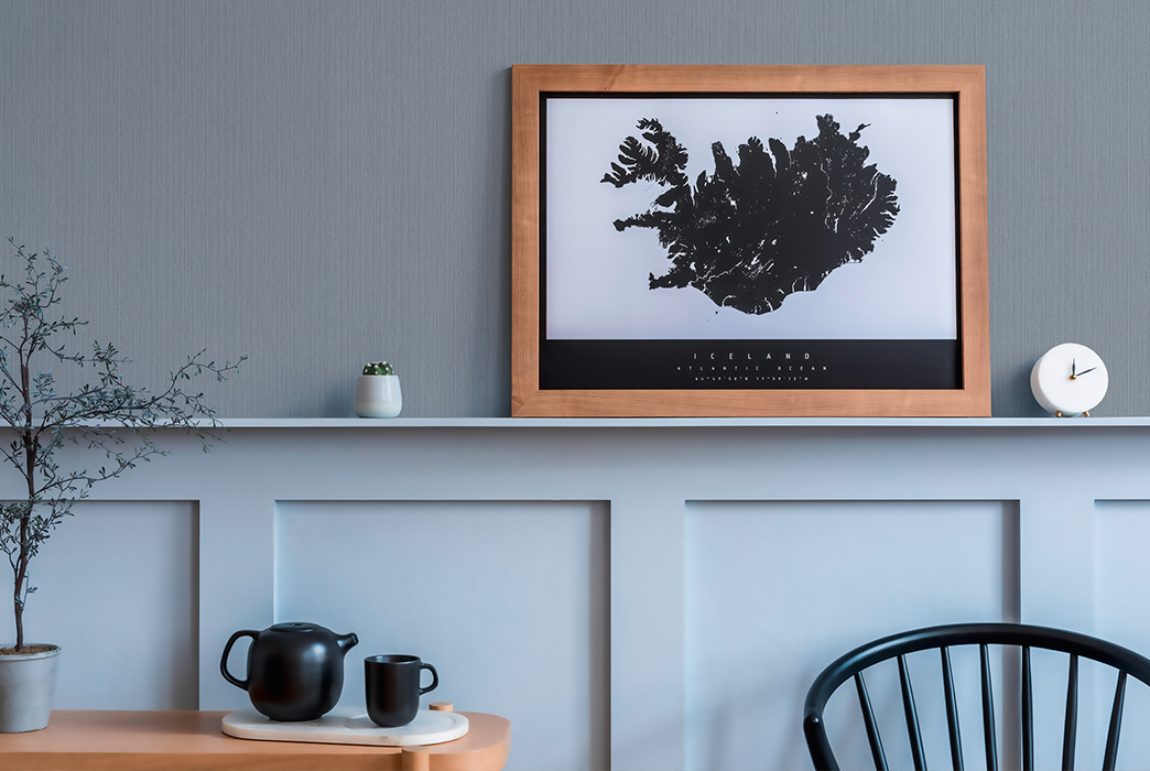 Breakfast corner modern walls with wood panelling and Michalsky wallpaper in light grey, article AS379871