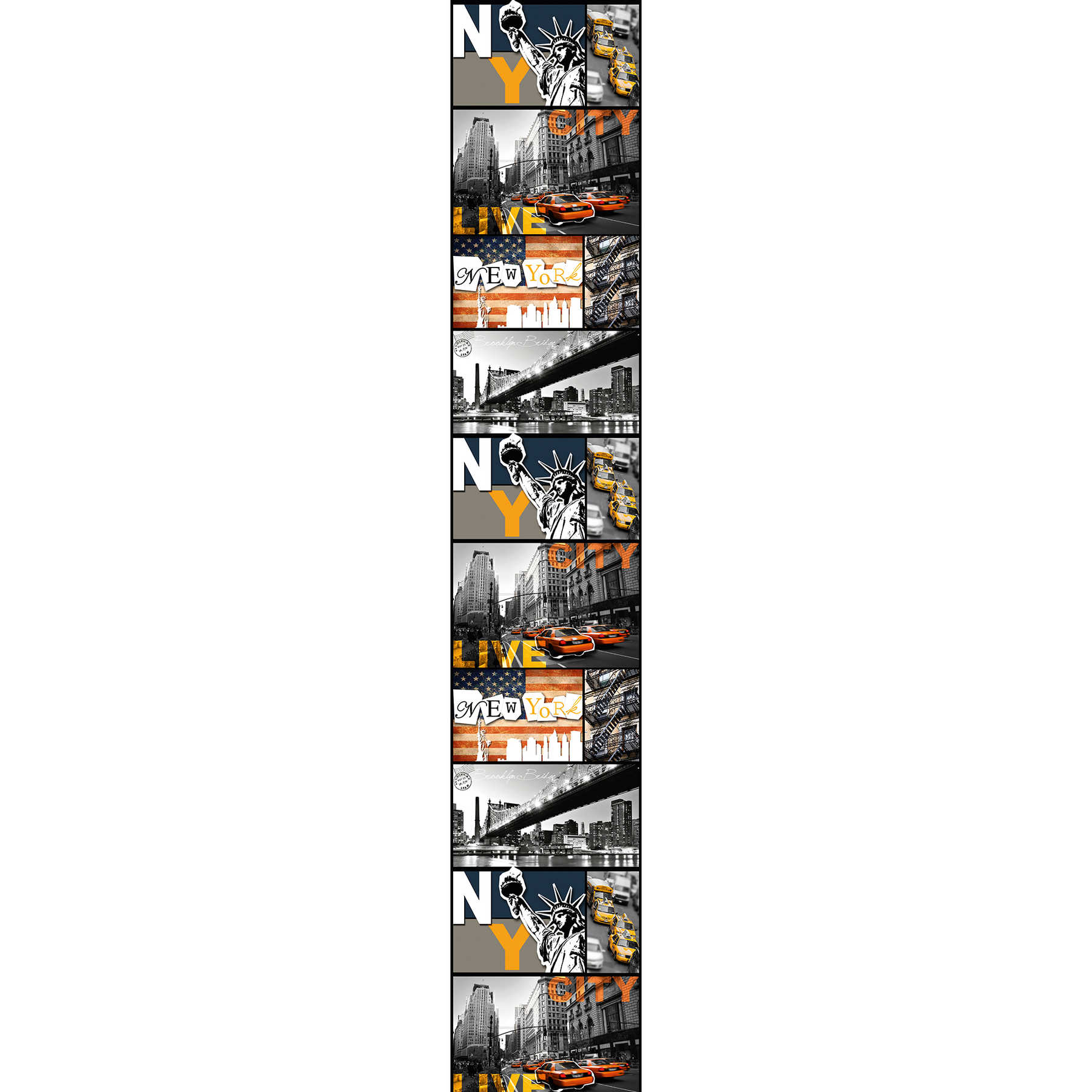         City wallpaper New York, skyline and landmarks - orange, grey, colourful
    