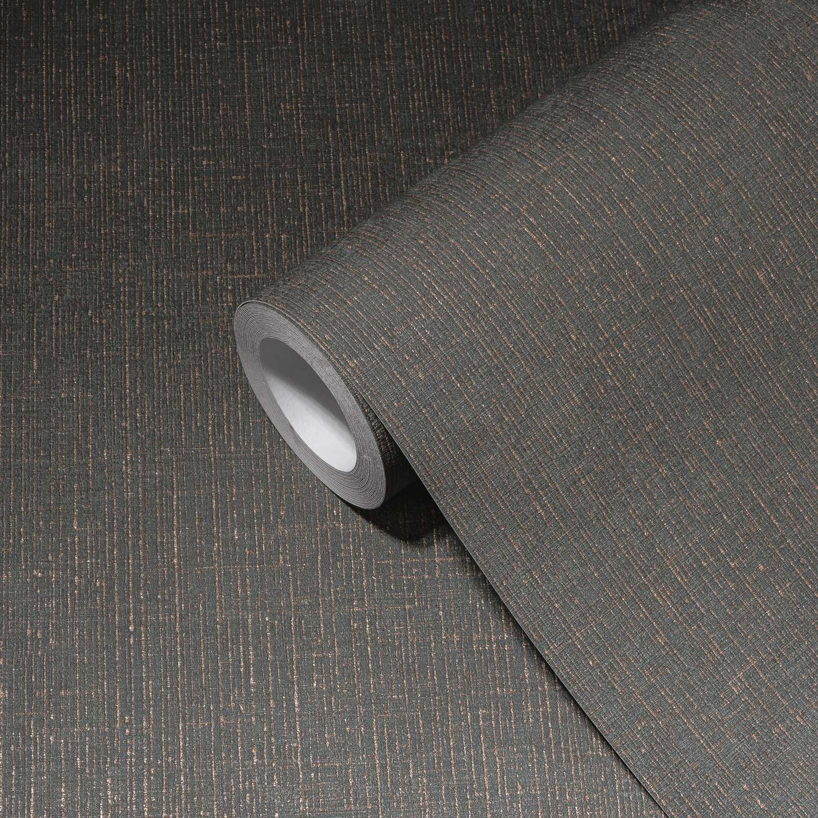             Textiloptik Tapete Anthrazit mit Leinenstruktur – Schwarz, Grau
        