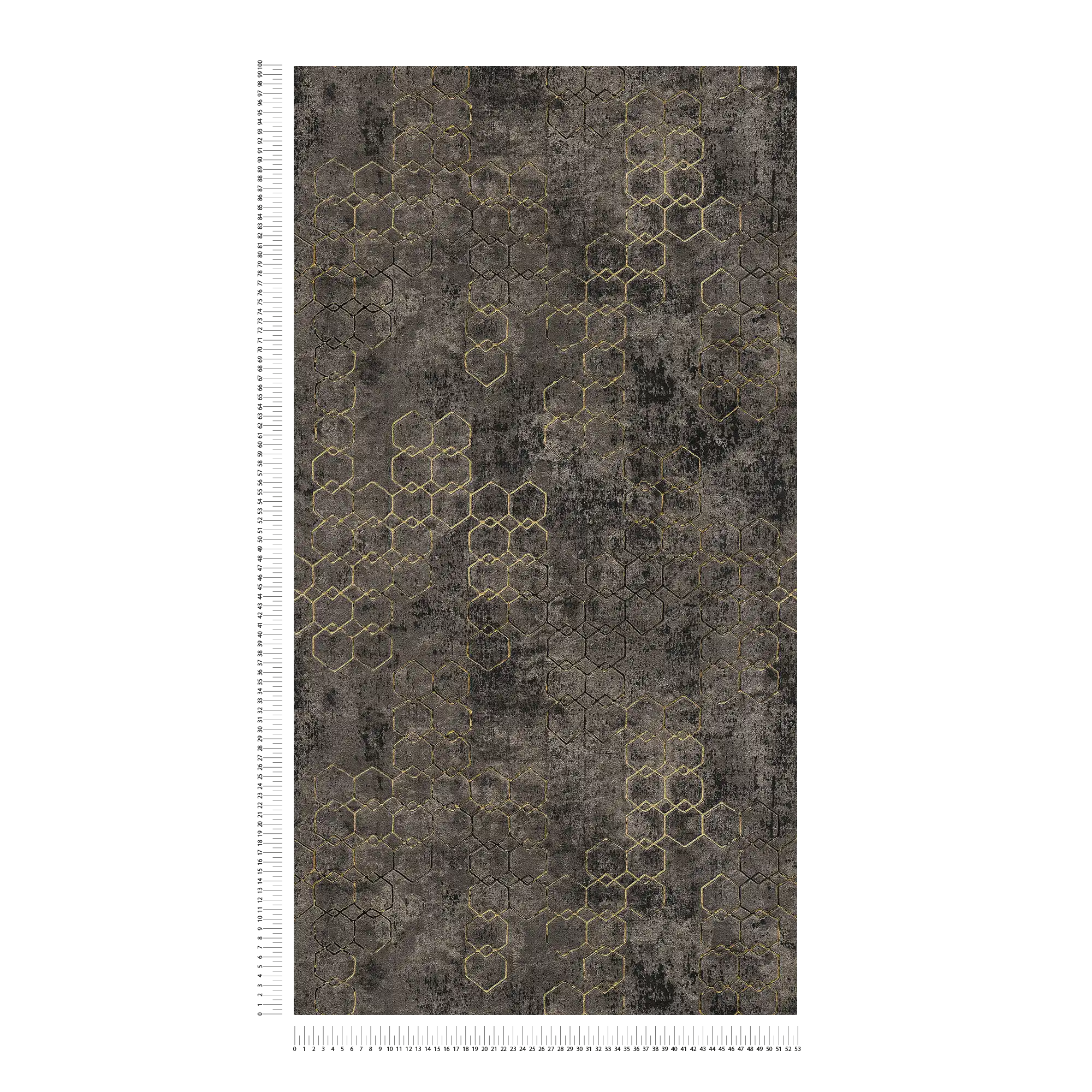             Tapete modernes Design Gold & Beton Effekt – Schwarz, Gold
        