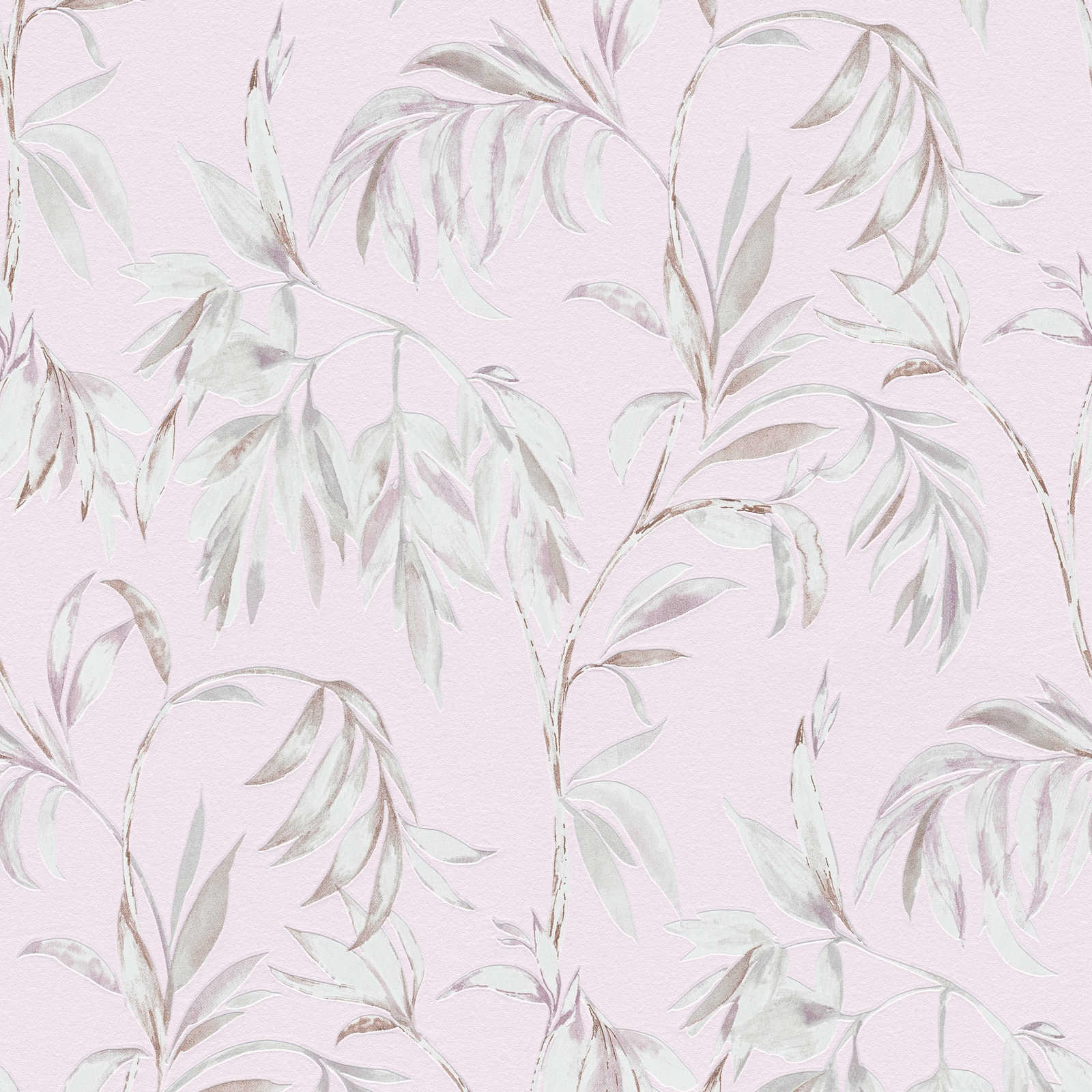 Feuilles Papier peint Rose Design style aquarelle - Violet