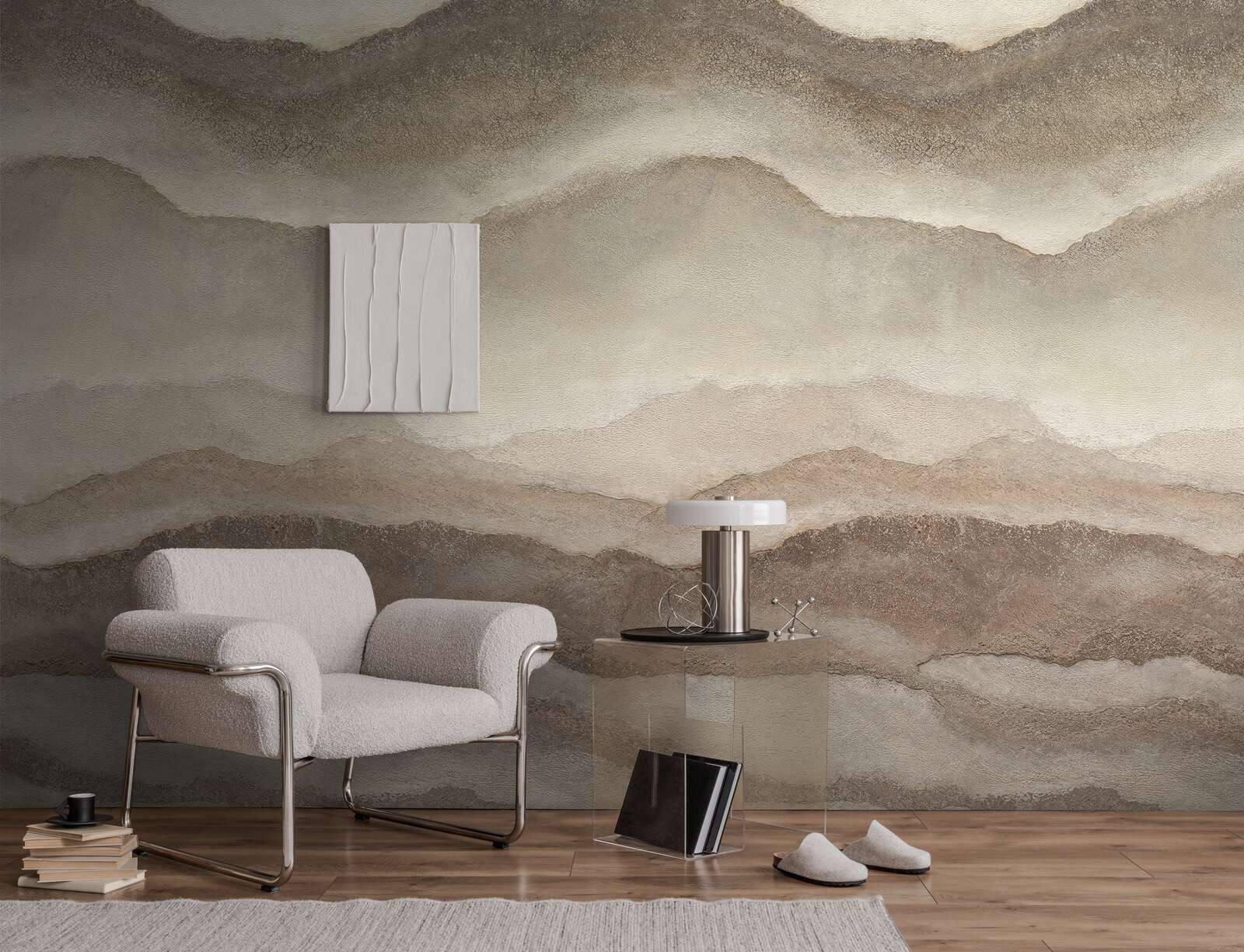 Sessel, Sofa, Tisch, Lampe, Wandbild