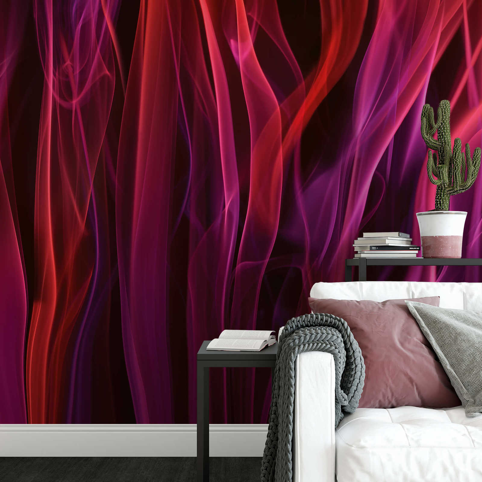             Fototapete roter Rauch – Rot, Violett, Schwarz
        