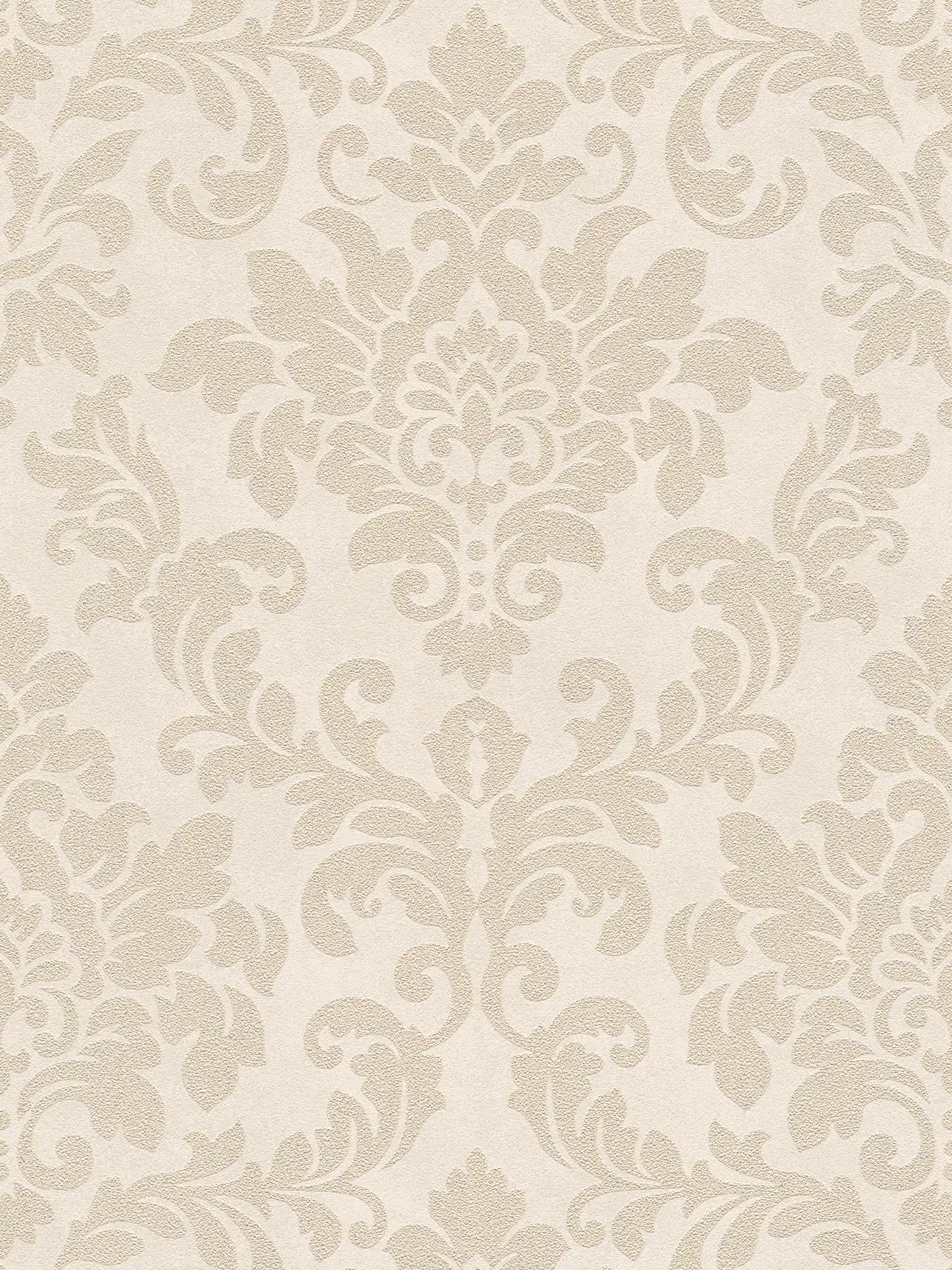 Florale Ornamenttapete mit Metallic-Effekt – Beige, Creme, Gold