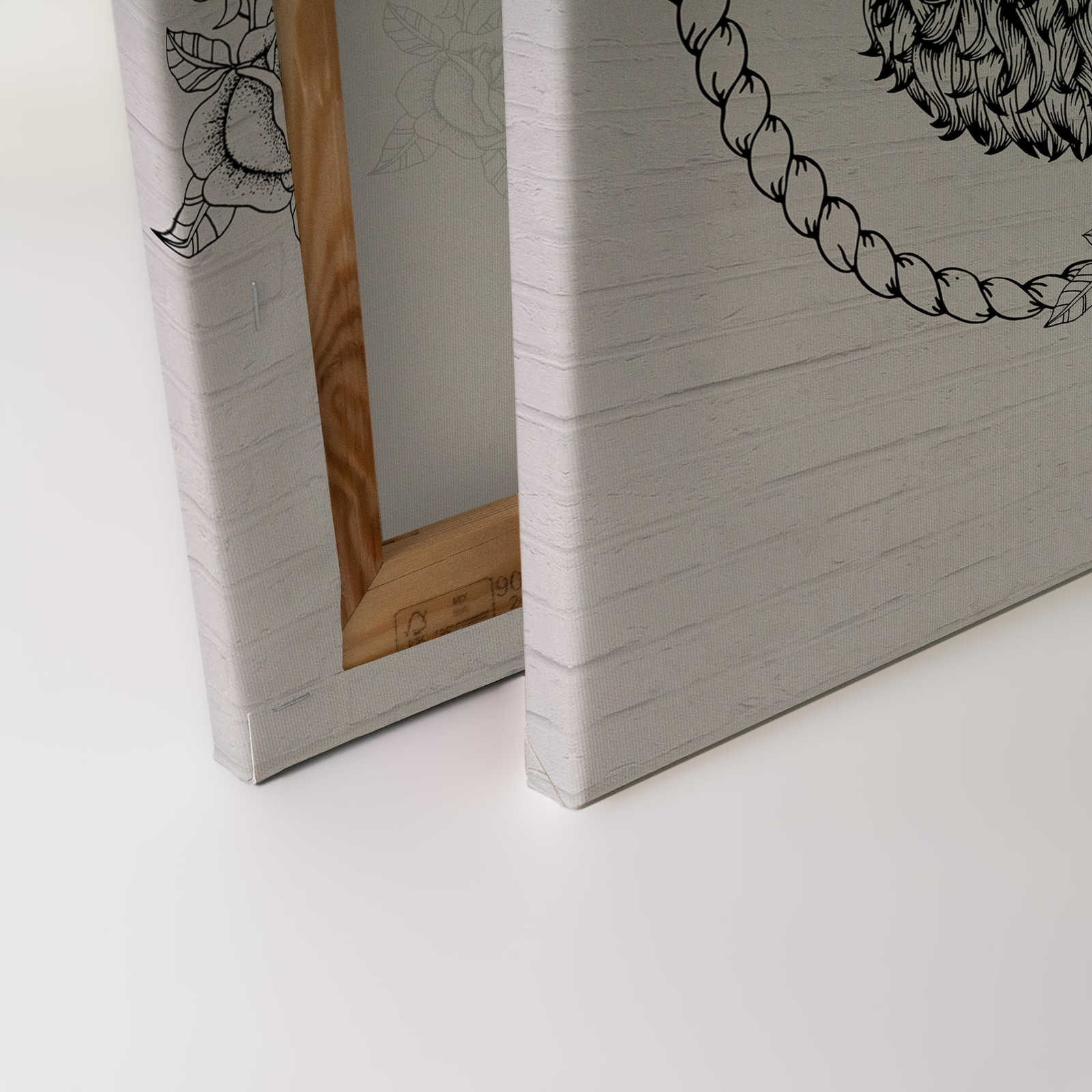             Schwarz-Weißes Leinwandbild mit Männer Portraits im Comic Stil – 0,90 m x 0,60 m
        