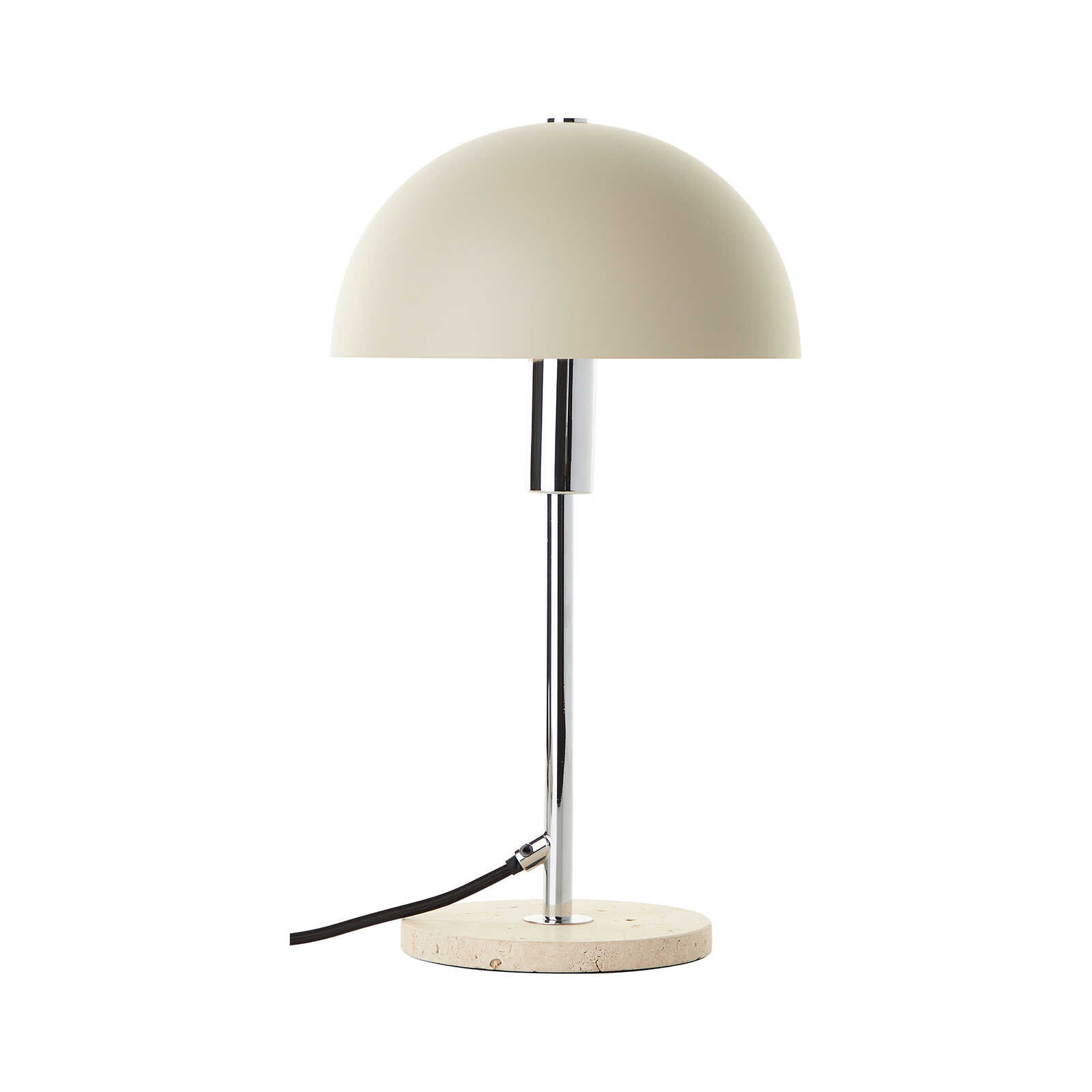         Tafellamp met halfronde kap - Elegant ontwerp met chromen details 20,3cm diameter x 35,5cm hoogte - Beige, zilver
    