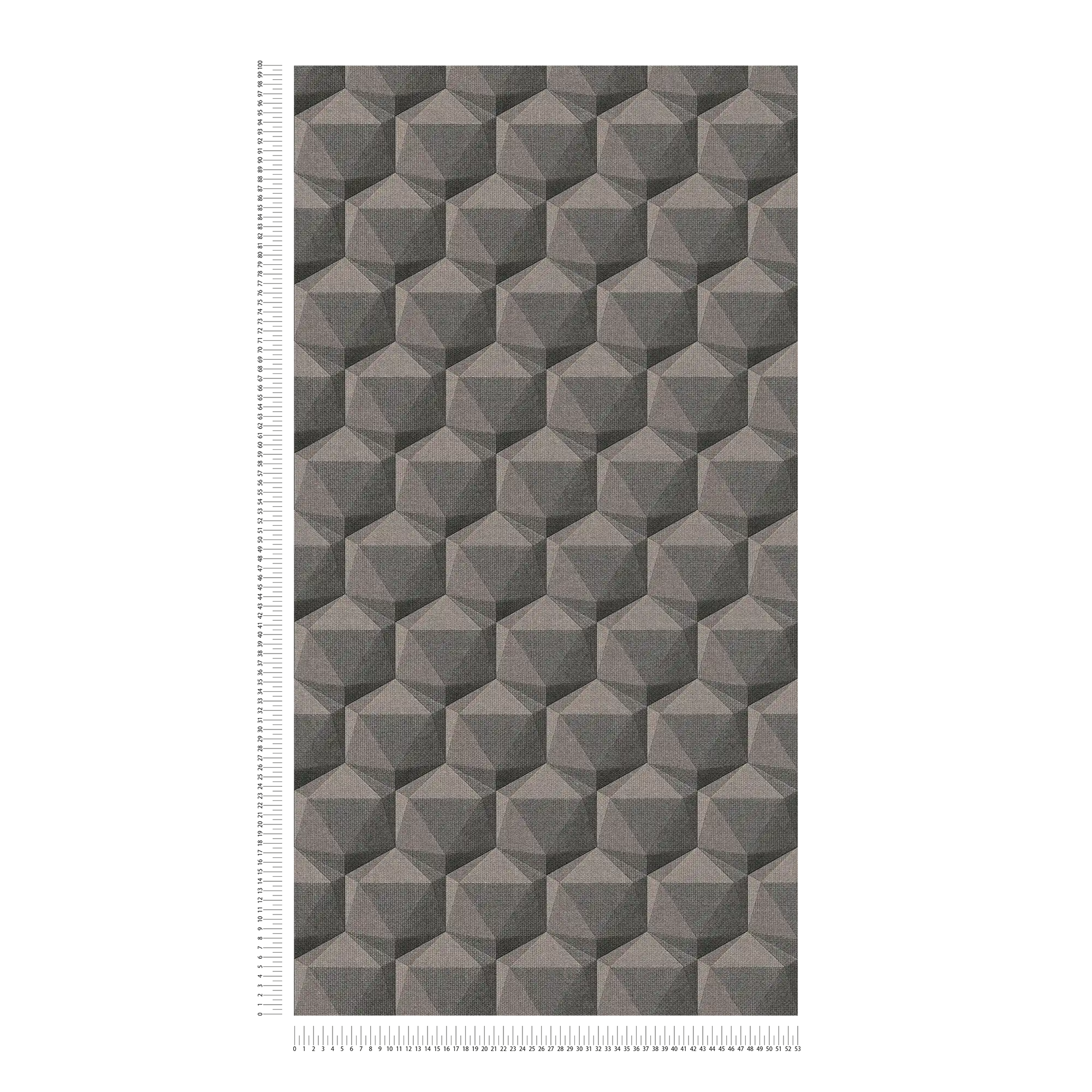 Grafiktapete 3D Optik mit Polygonmuster – Grau, Beige, Schwarz