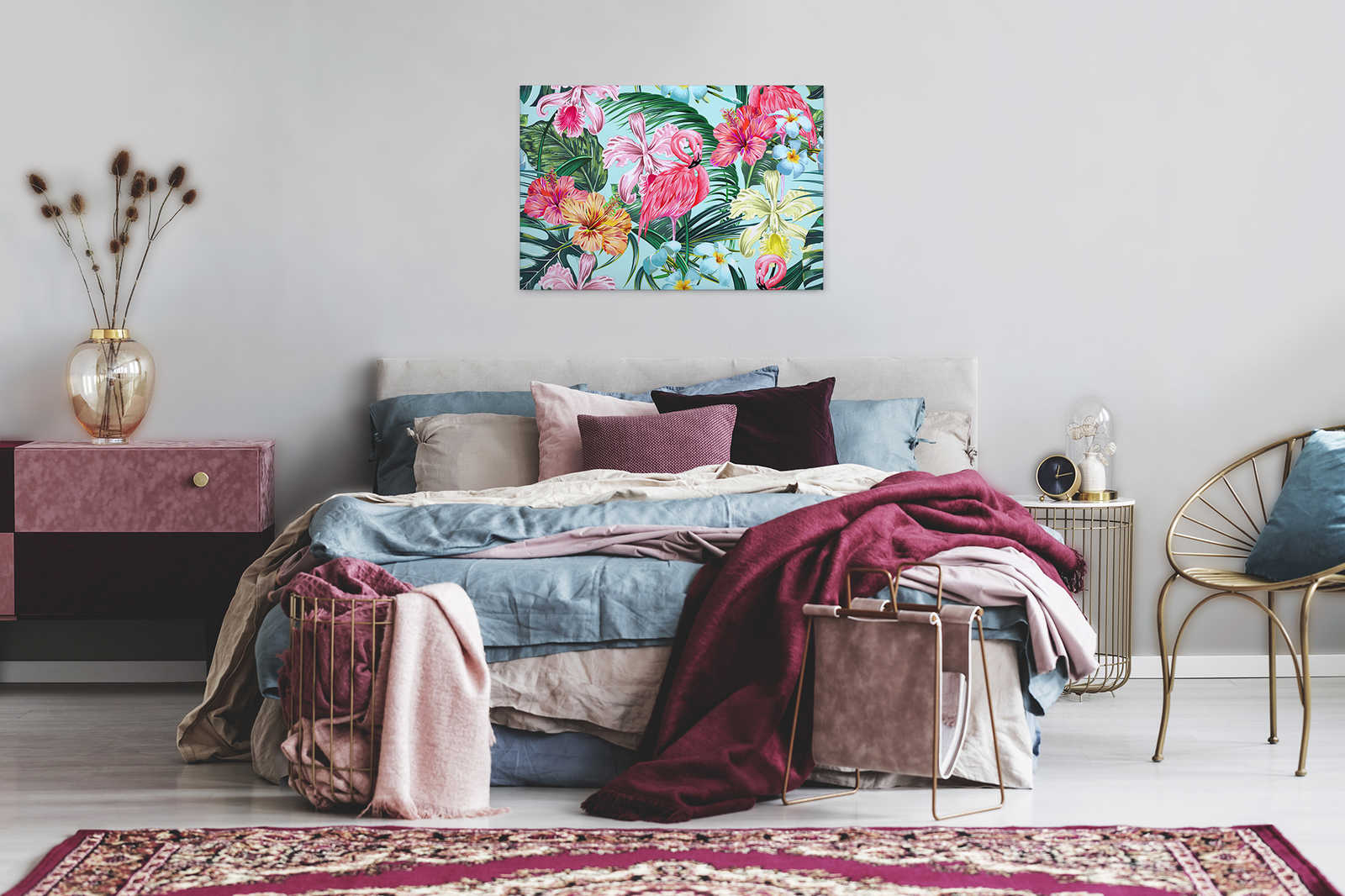             Tropische Leinwand mit Flamingo – 0,90 m x 0,60 m
        