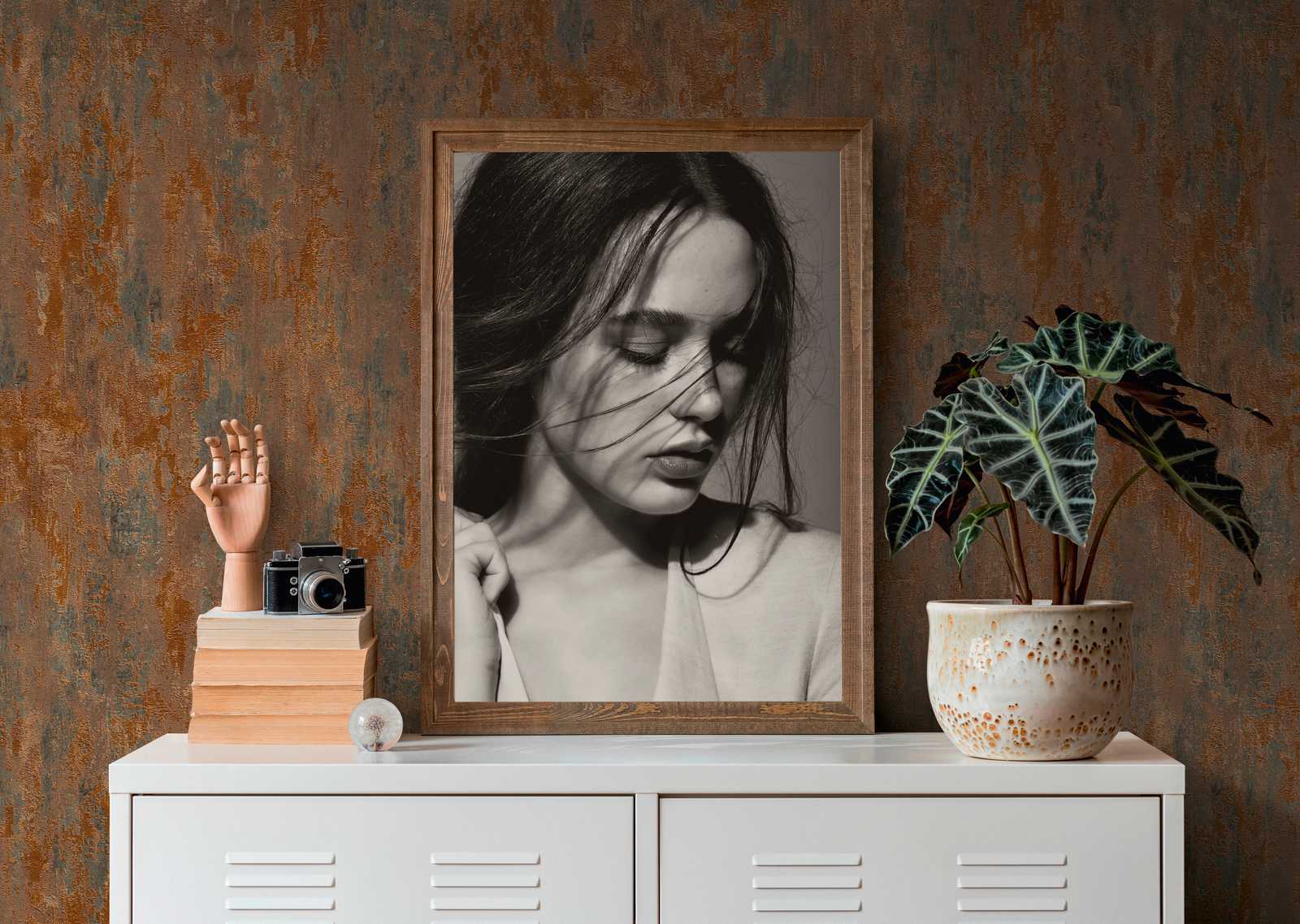             Papier peint rouille & effet métallique style industriel - orange, cuivre, marron
        