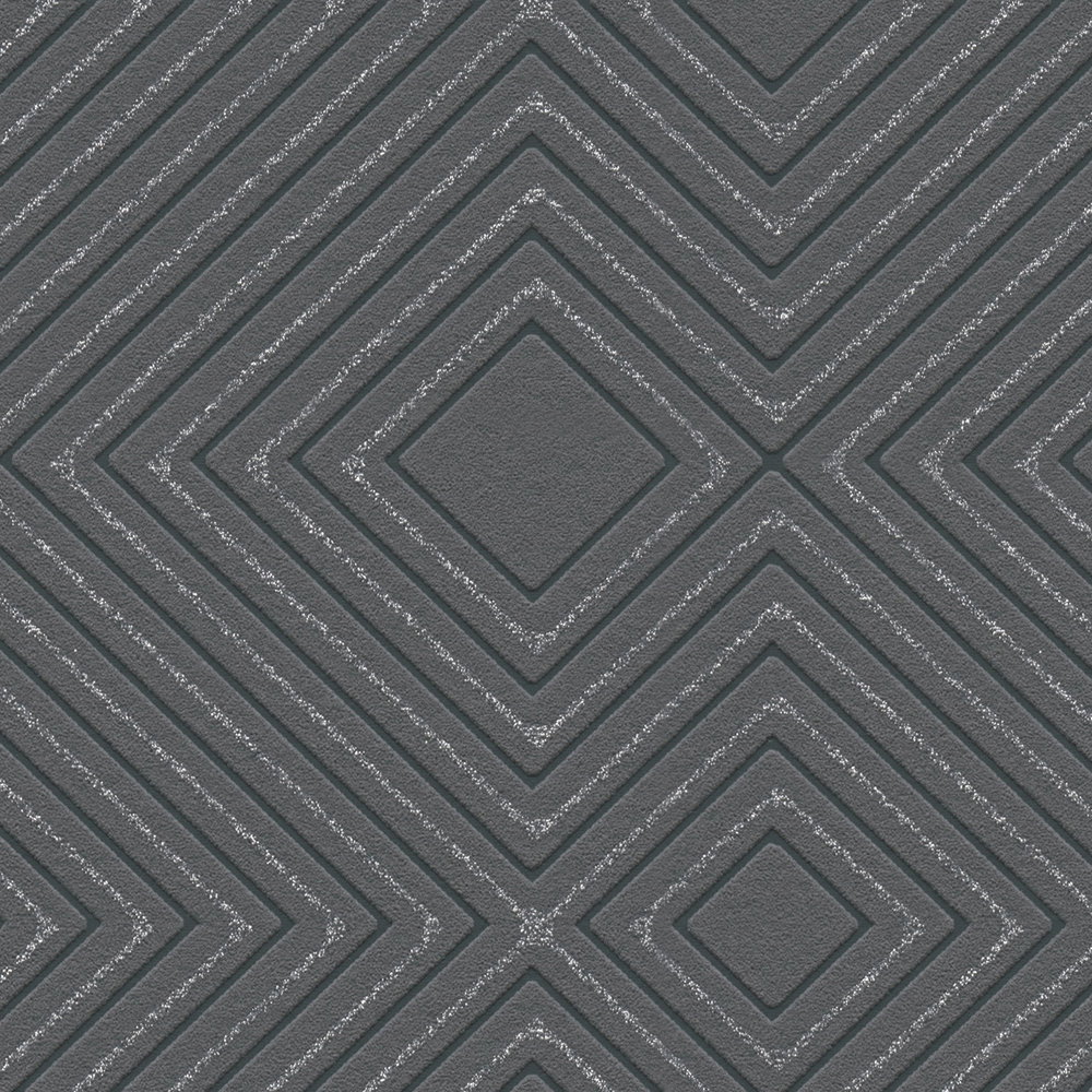             Geometrische Mustertapete mit Metallic-Glitzer – Schwarz
        