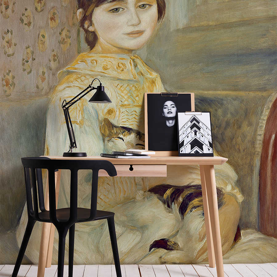 home office, desk, workspace, lamp, artwork display