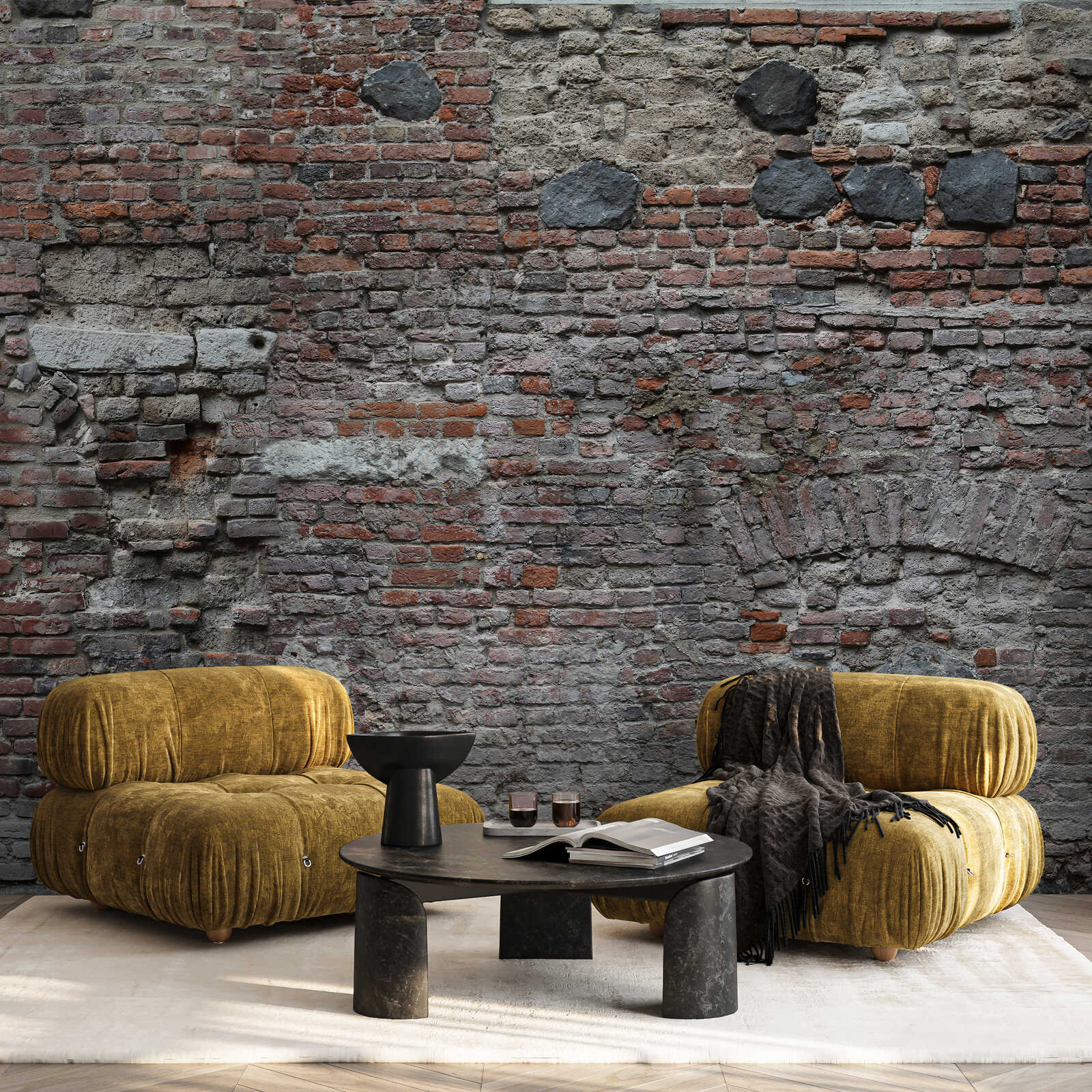 Sofa, Sessel, Senfgelb, Samt, Kaffeetisch