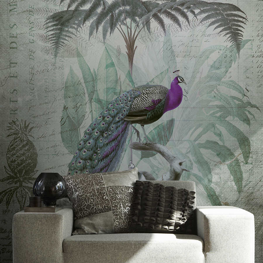Pfau, Pfauenquell, Wandtapete, Dschungelmotif, Wohnzimmer Dekor