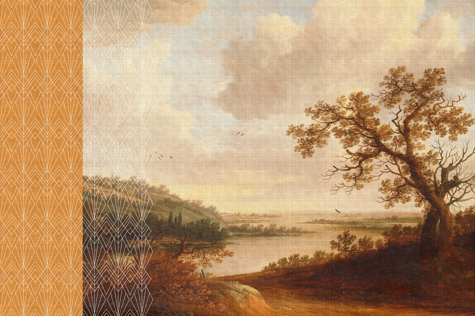 Cortina 1 - Gelbes Leinwandbild Kunst-Mix Gemälde &amp; Grafik Muster – 0,90 m x 0,60 m