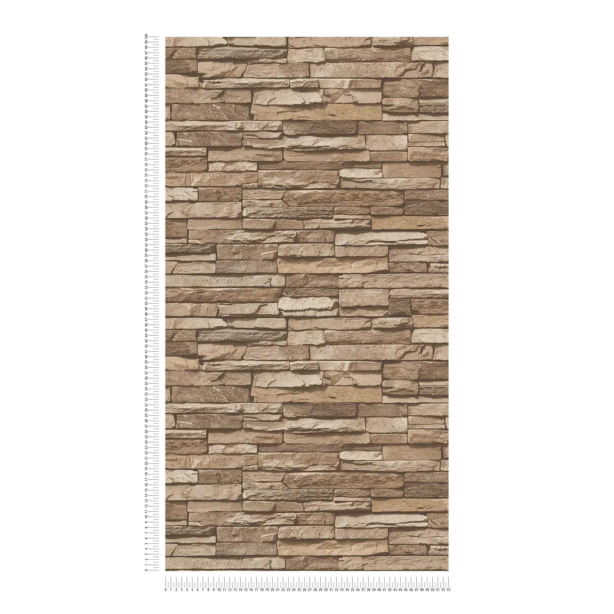             Tapete mit Steinmauer-Muster & 3D-Optik – Braun, Beige
        