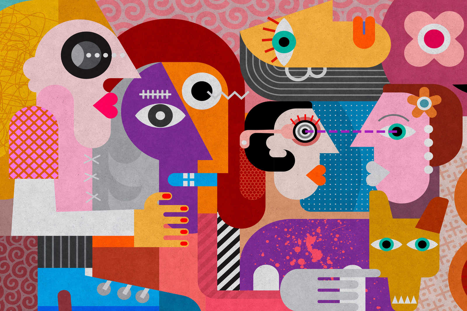             Couples 1 - Leinwandbild in Beton Struktur Pop Art Kunst-Collage – 0,90 m x 0,60 m
        