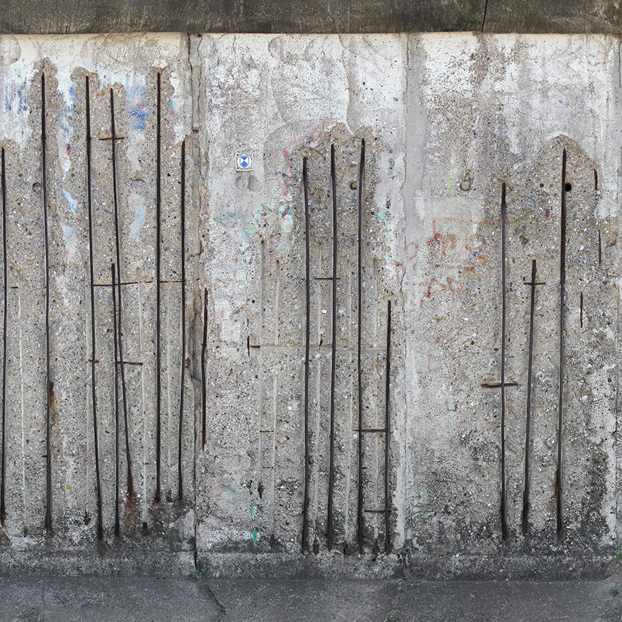 rebar, concrete wall, Rost, Baustelle, verrostetes Metall