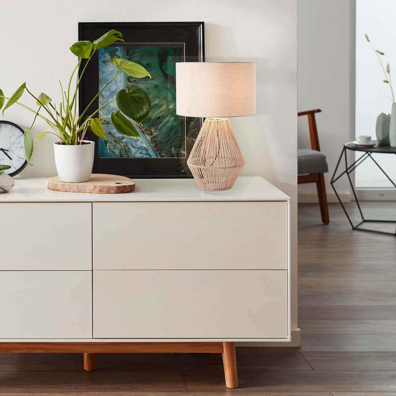 Tischleuchte aus Textil - Konrad – Beige