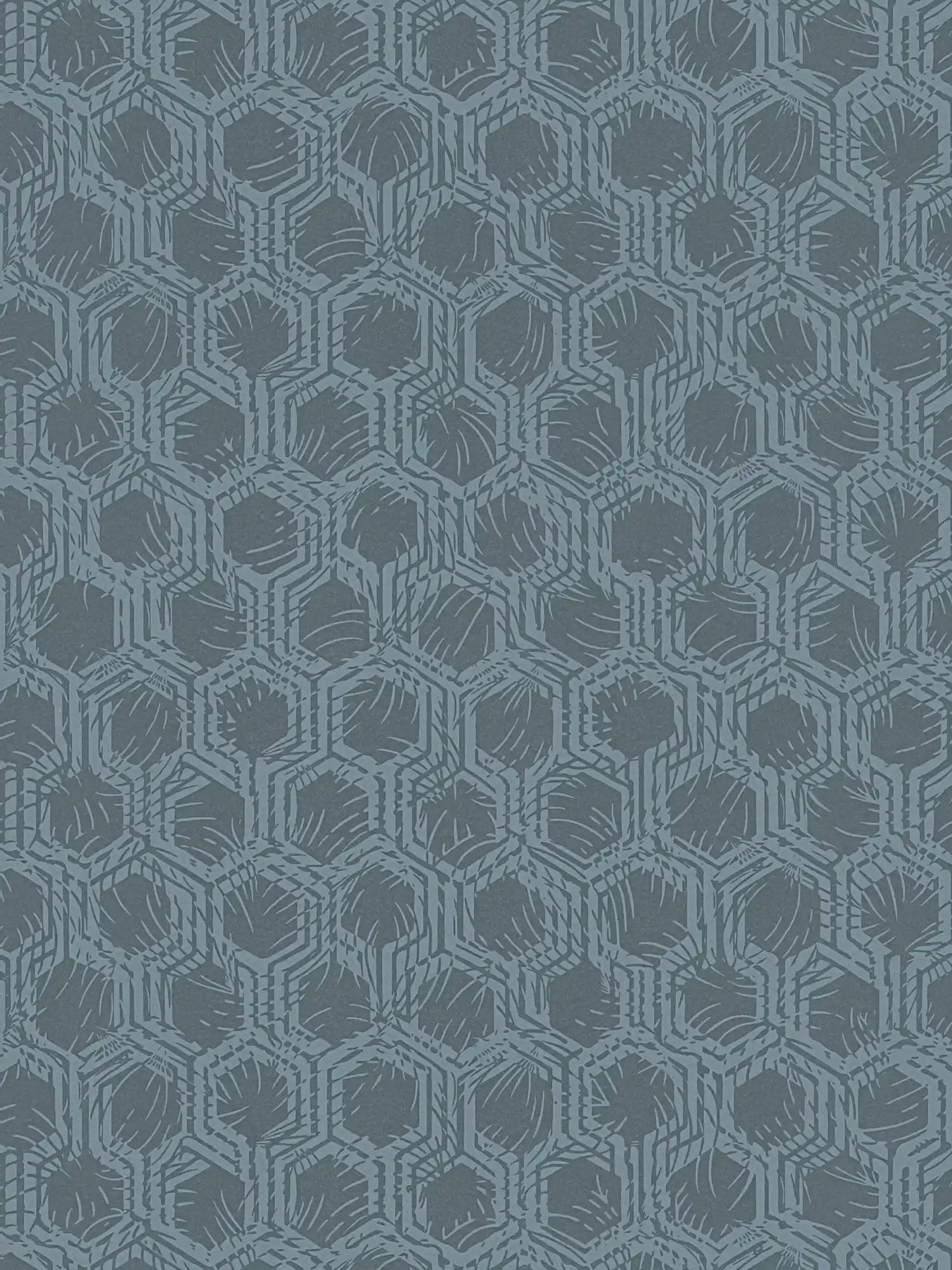         Pattern wallpaper with hexagon pattern in ethnic style - blue, metallic
    
