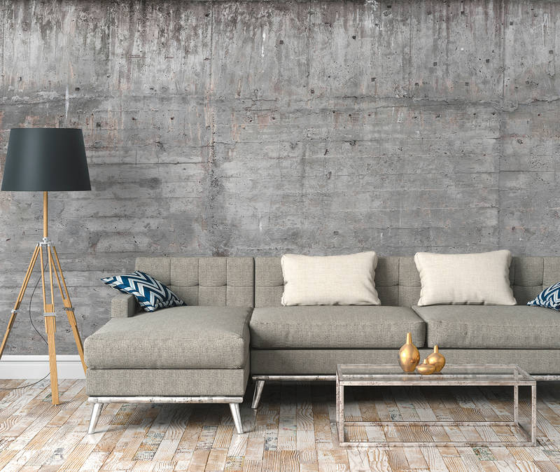             Betonwand im Industrial Style – Grau, Braun
        